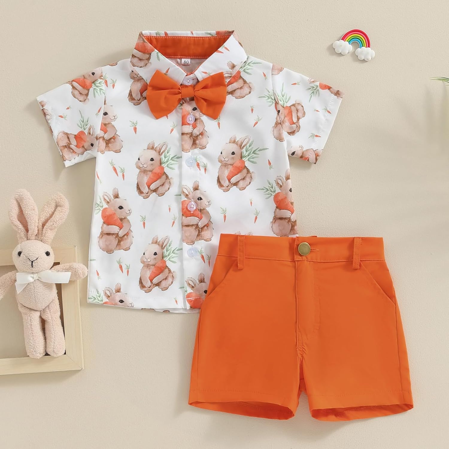 Easter Two-Piece Set for Baby Boys - Bunny Print Button-Down