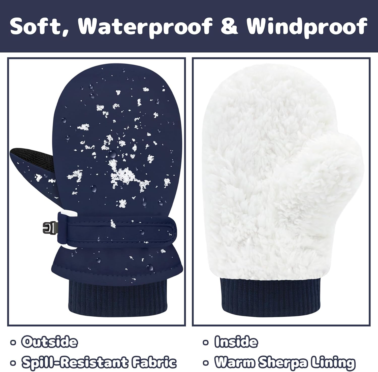 Olreco Warm Waterproof Toddler Snow Gloves