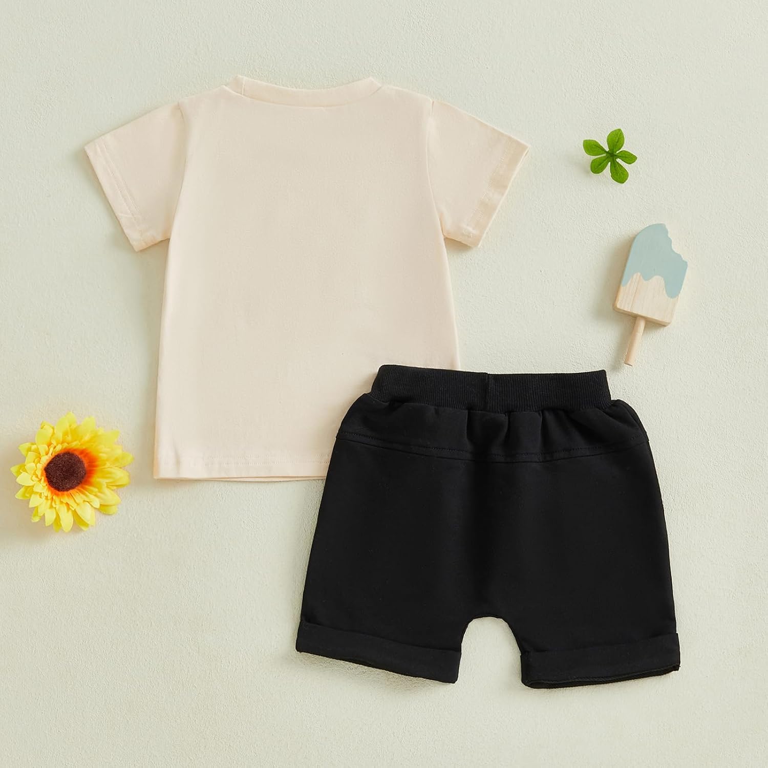 Cool Motorcycle Print Short Set for Boys Ages 3-5