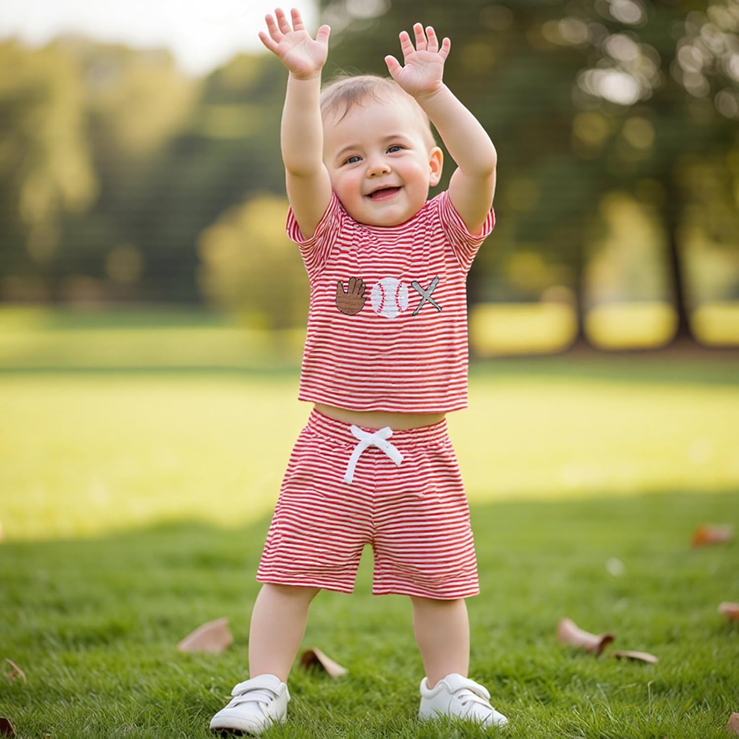 Toddler Baseball Stripe T-Shirt and Shorts Set