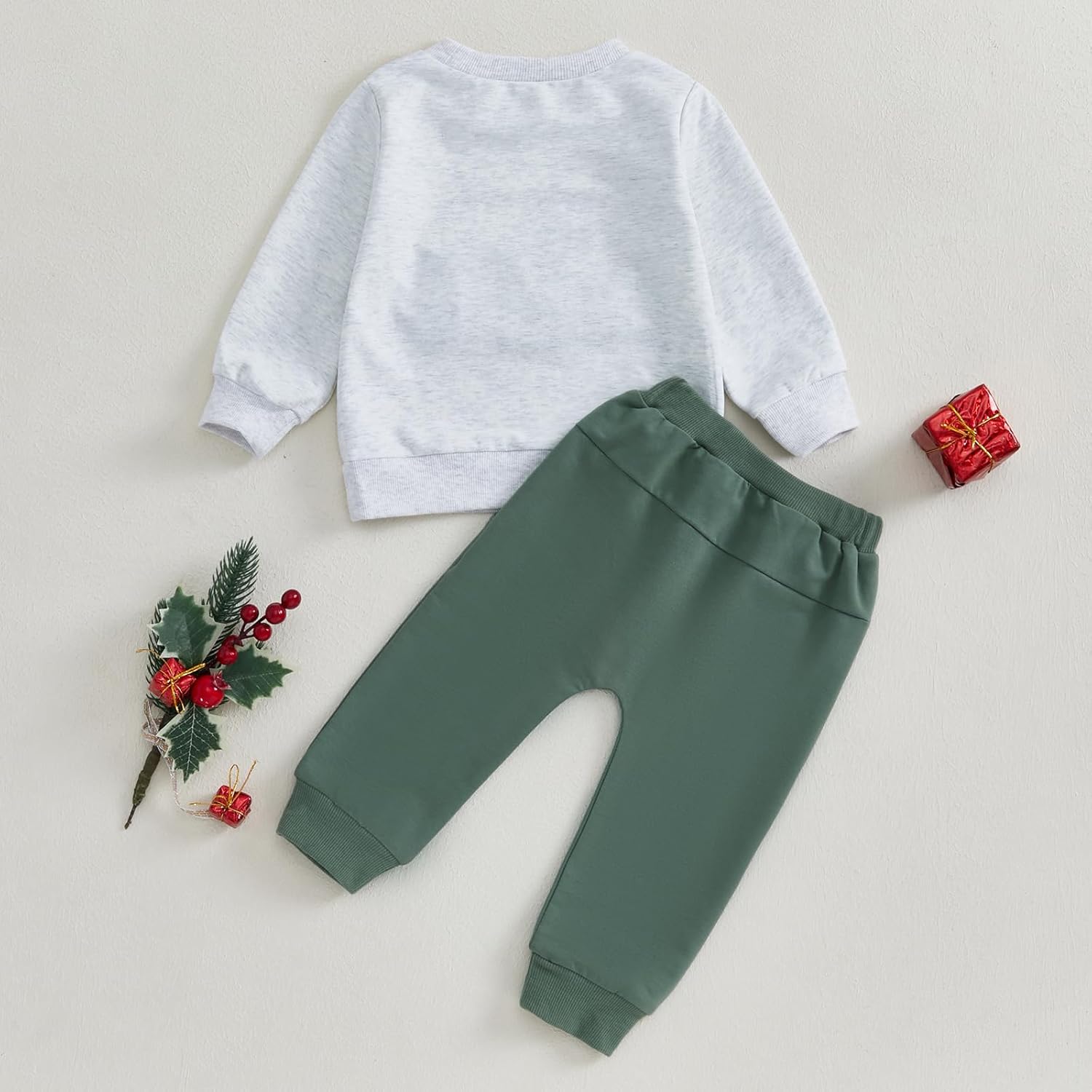 Cozy Christmas Sweater Top Pants Set for Baby Boys