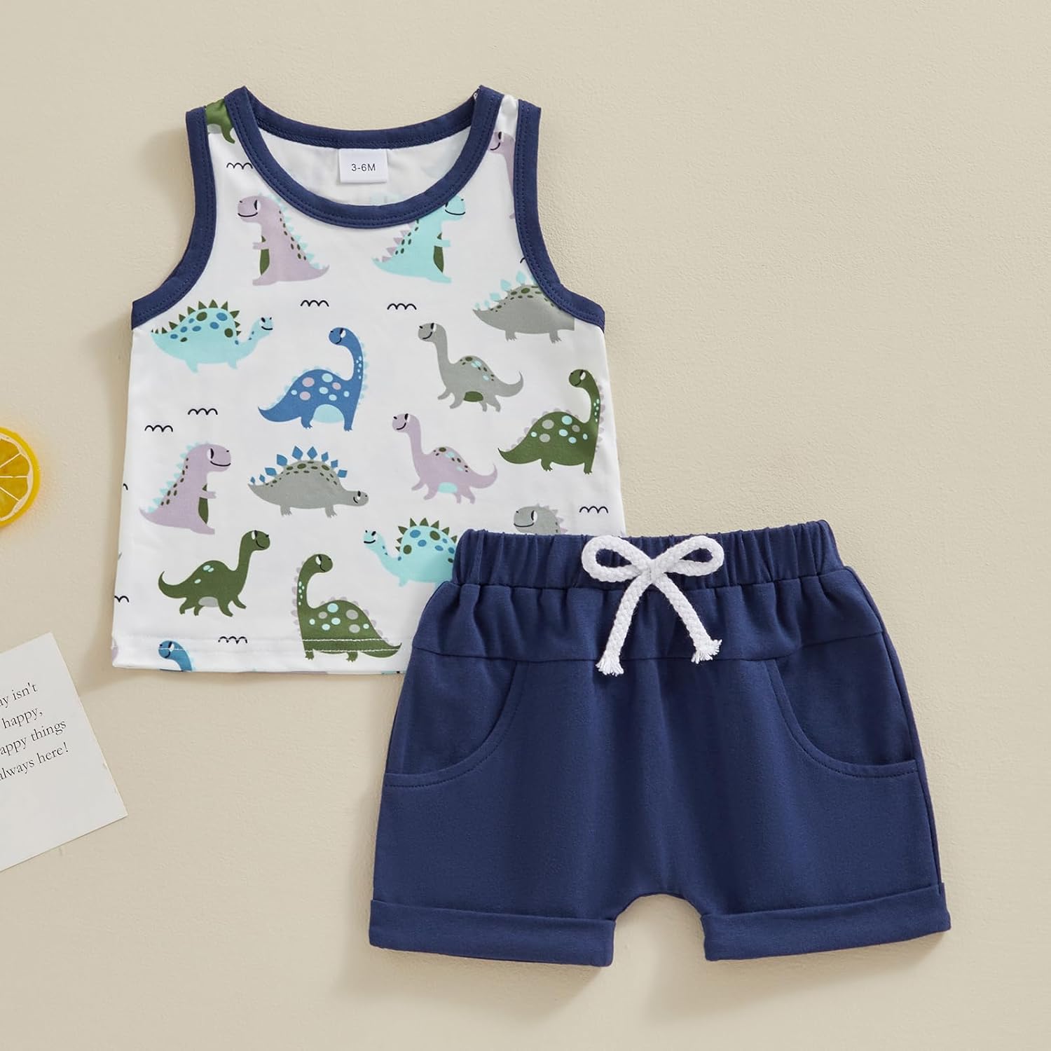 Sasaerucure Dinosaur Tank and Shorts Set for Baby