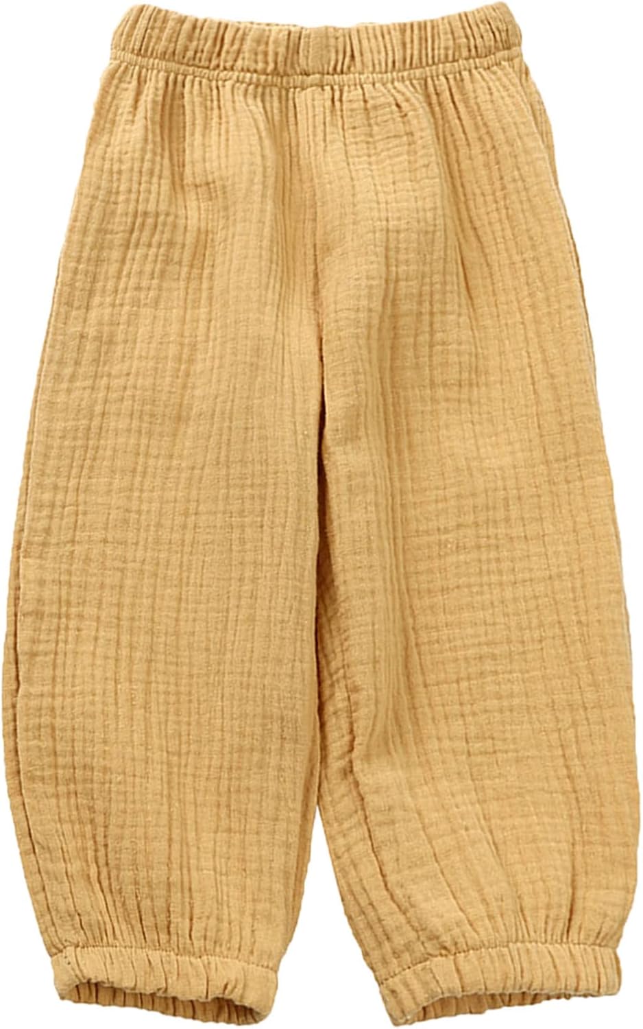 Plain Cotton Linen Elastic Waist Trousers