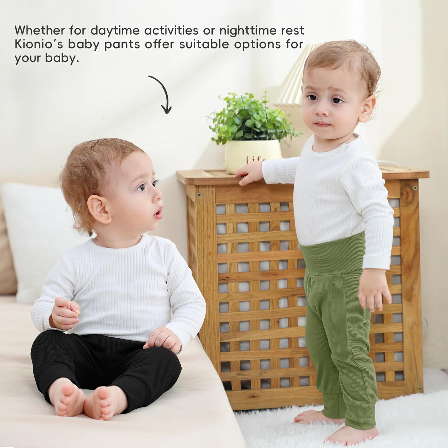Kionio 2-Pack Elastic Waist Newborn Jogger Pants for Boys