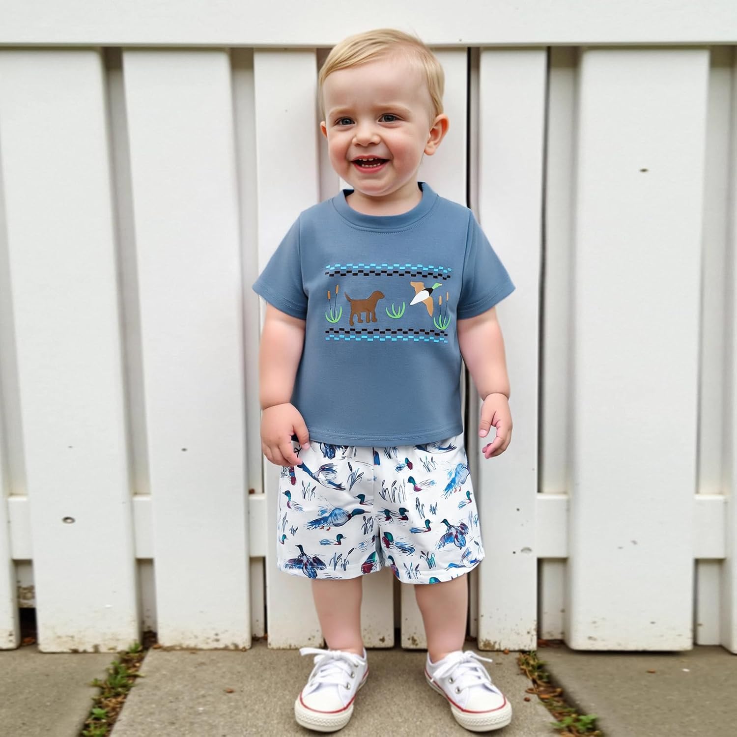 Toddler Boy Mallard Duck Summer Outfit Set 2Pcs