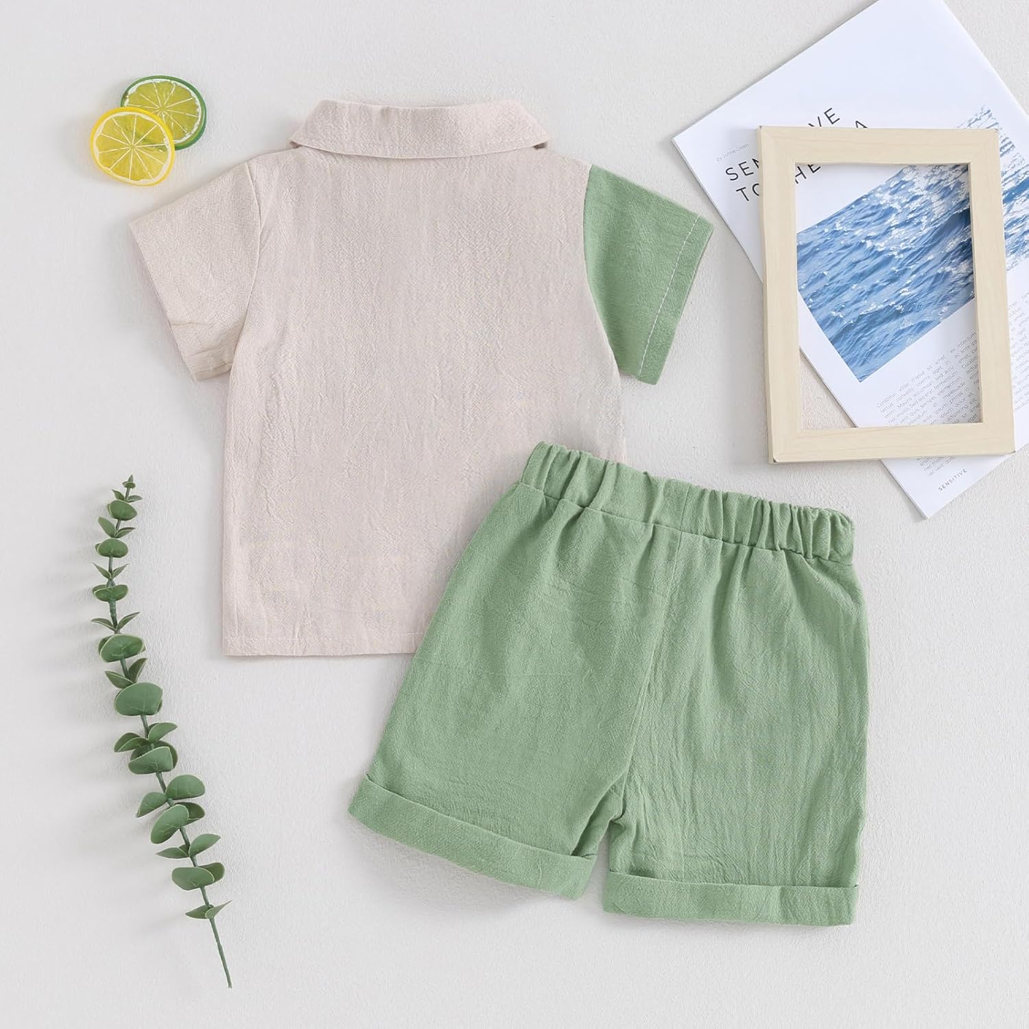 FOMOYUU Toddler Boys Button Down Summer Set