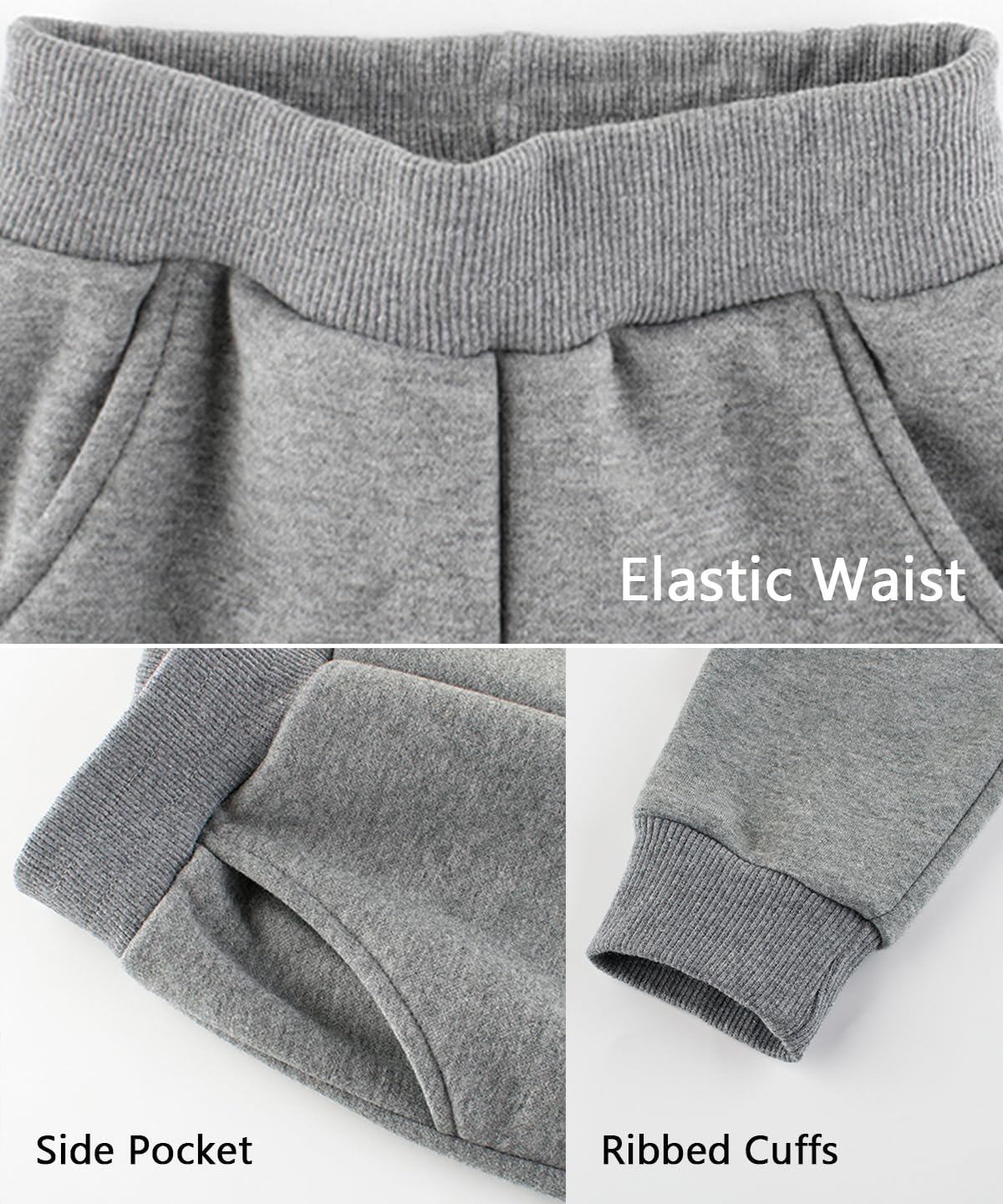 GFQLONG 3-Pack Cotton Joggers for Toddler Boys