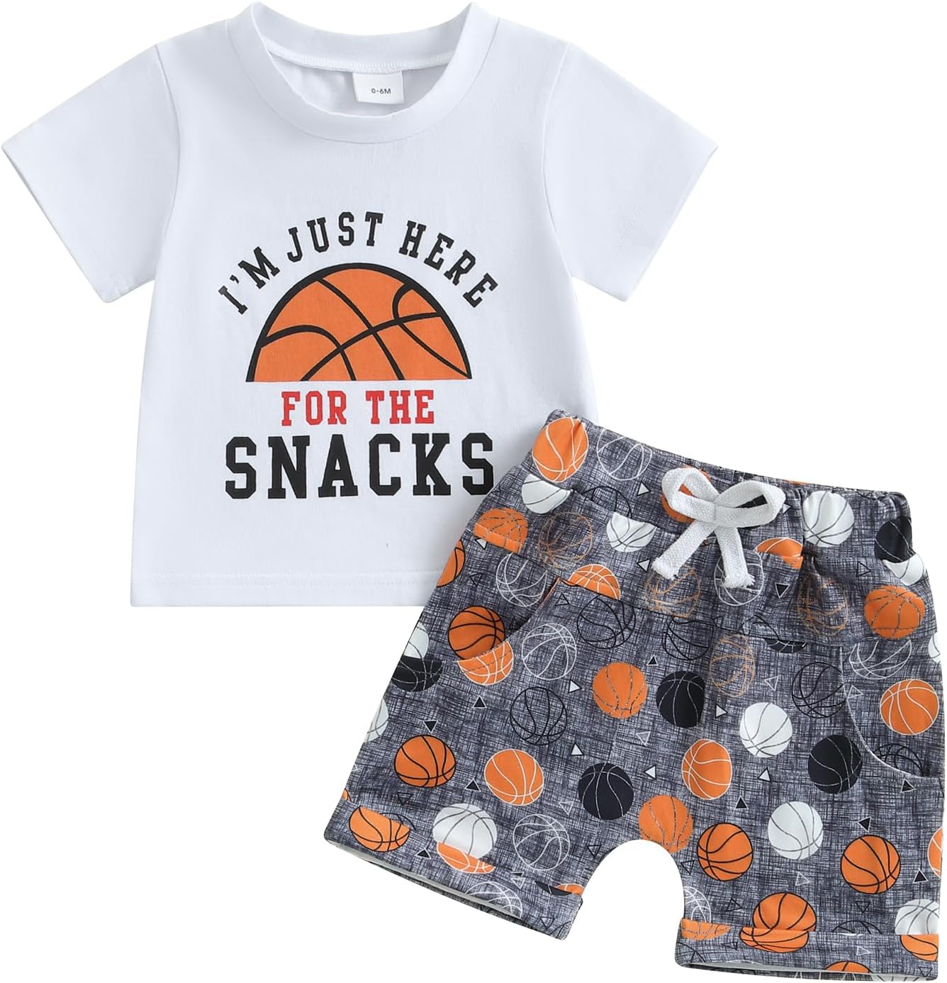 Cute Baby Boys Basketball Print T-Shirt Shorts Summer Set