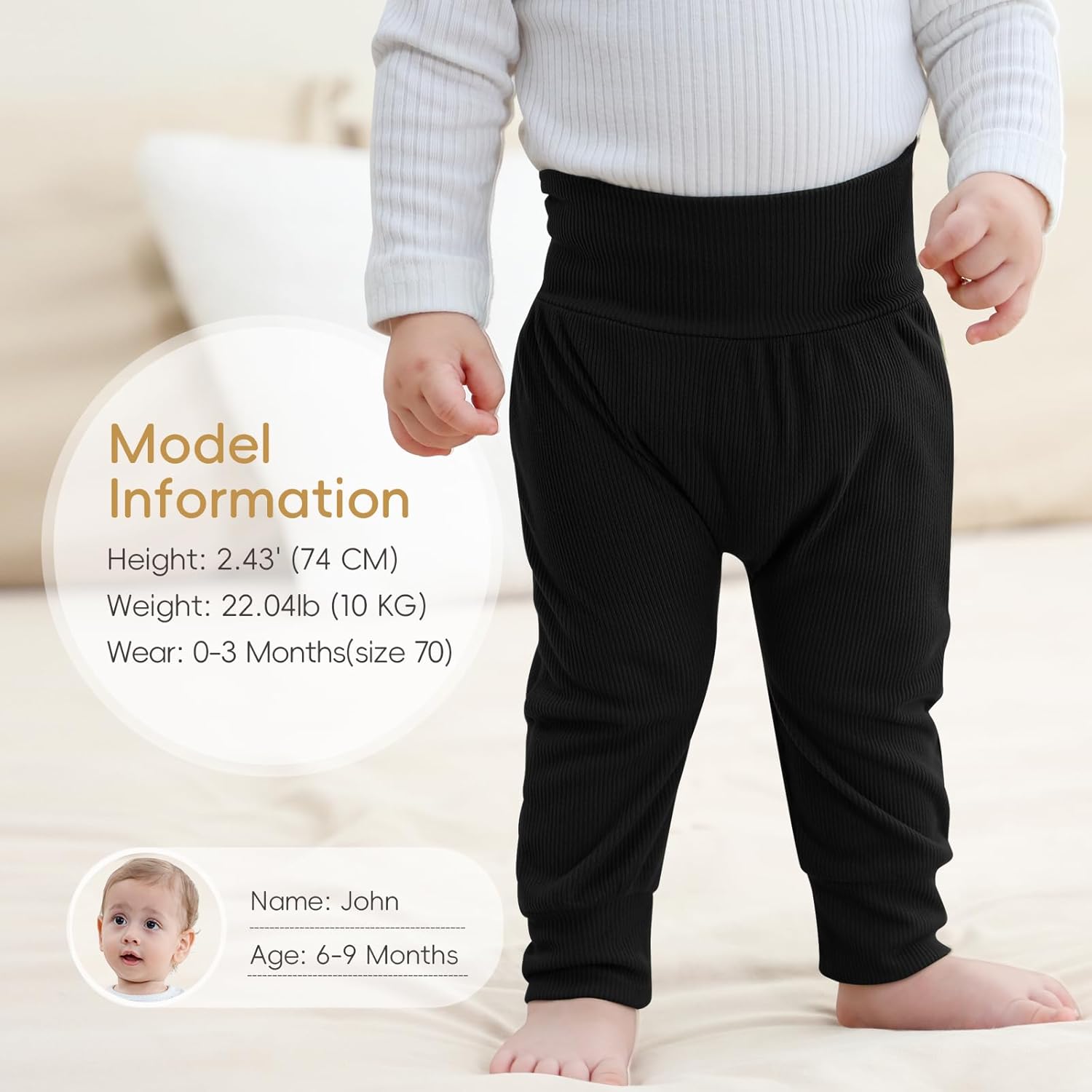 Kionio 2-Pack Elastic Waist Newborn Jogger Pants for Boys