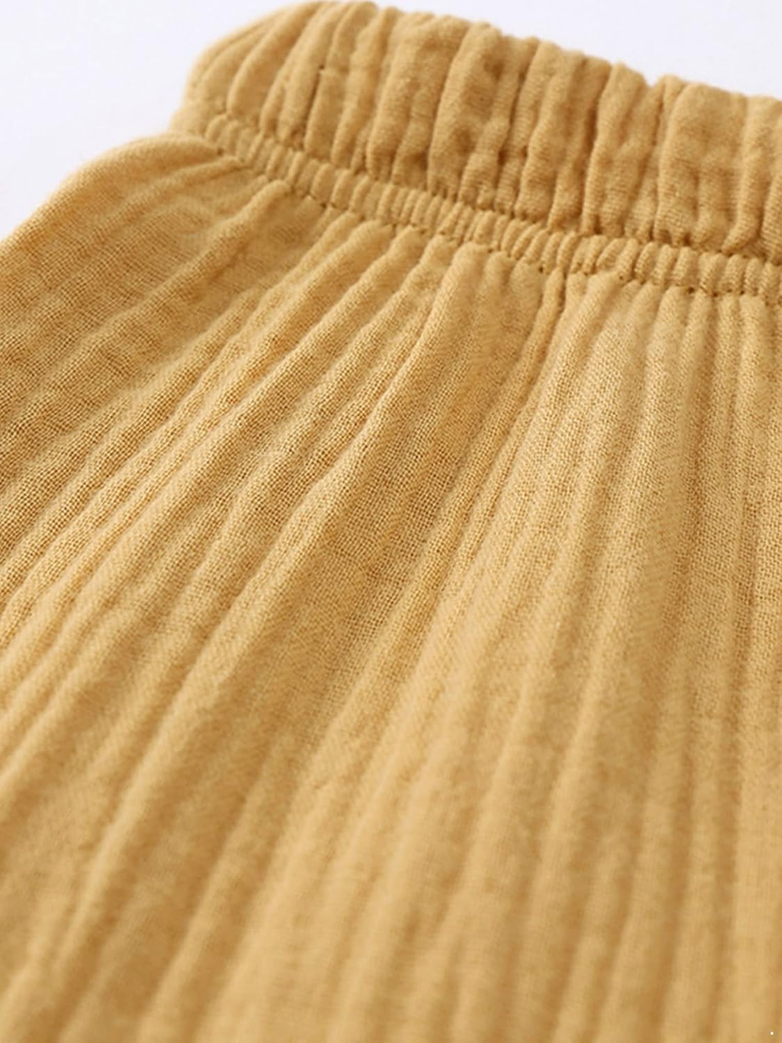 Plain Cotton Linen Elastic Waist Trousers