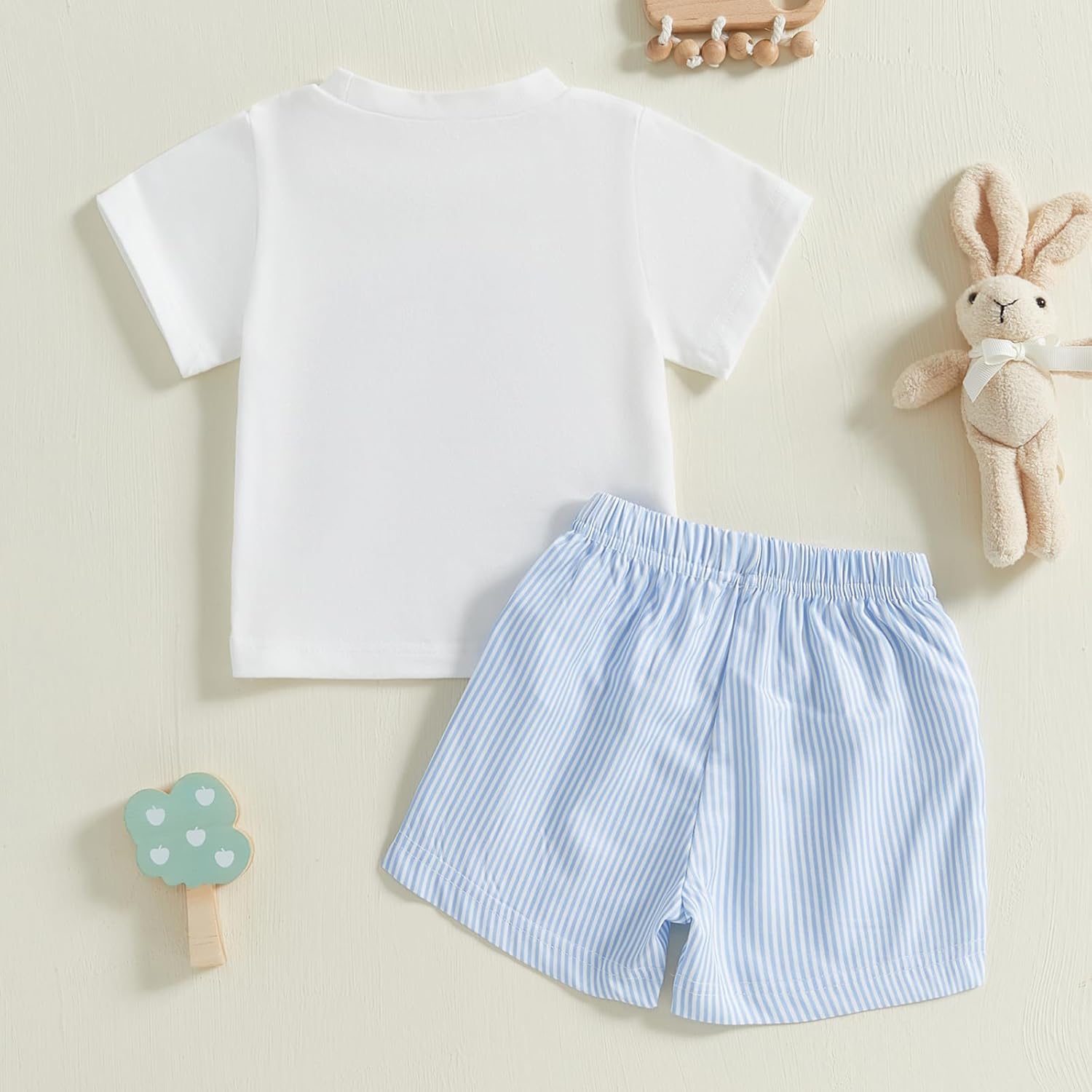Toddler Boys Girls Easter Outfit - Bunny Stripe Set