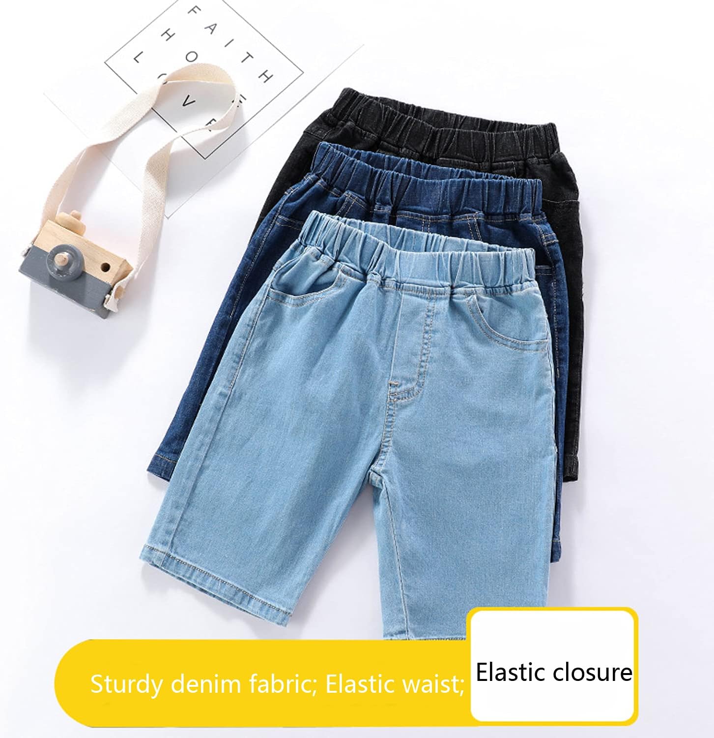 EISHOW Toddler Denim Shorts with Pockets for Boys Girls