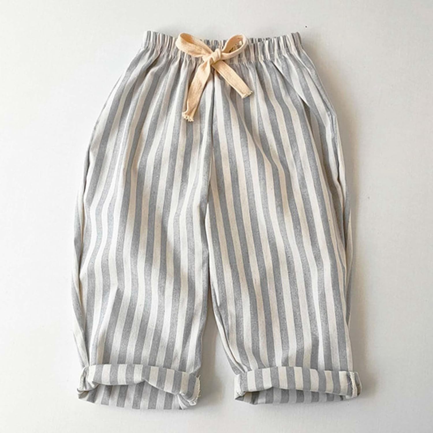 Kids Boys Girls Striped Linen Haritha Harem Pants Elastic Waist Spring Summer Casual