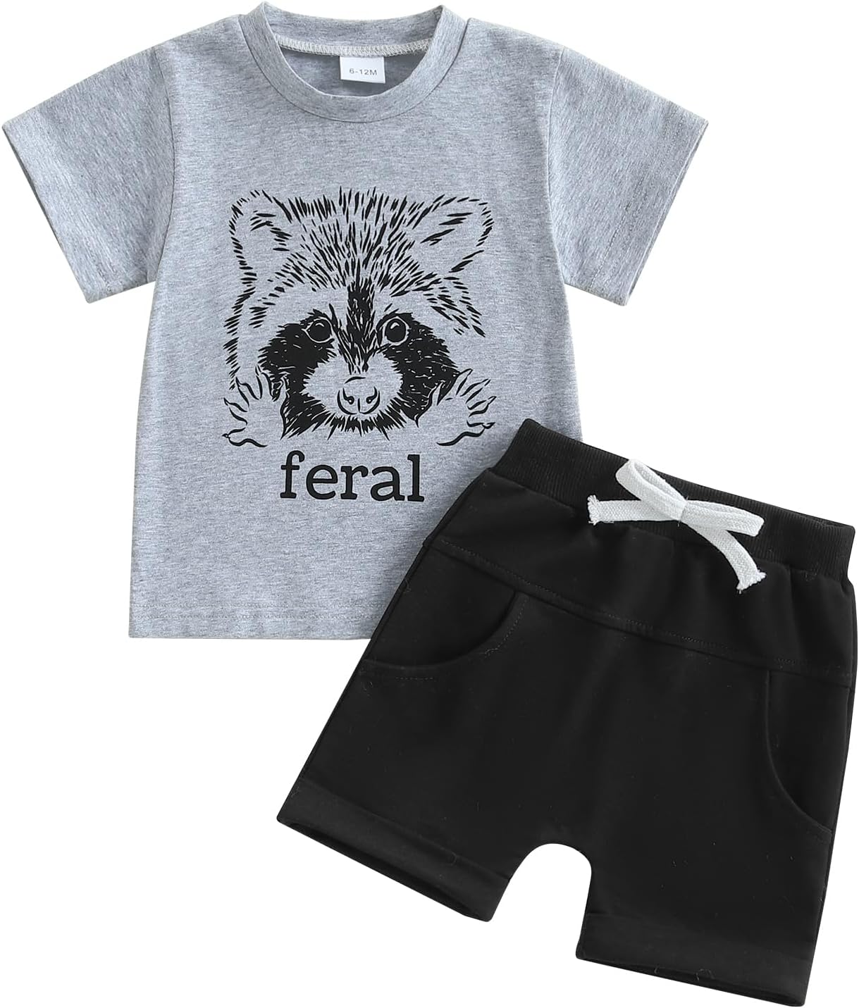 Non-Negotiable Baby Boy Shorts Set Toddler Boys Summer Outfit BearRaccoon Printing