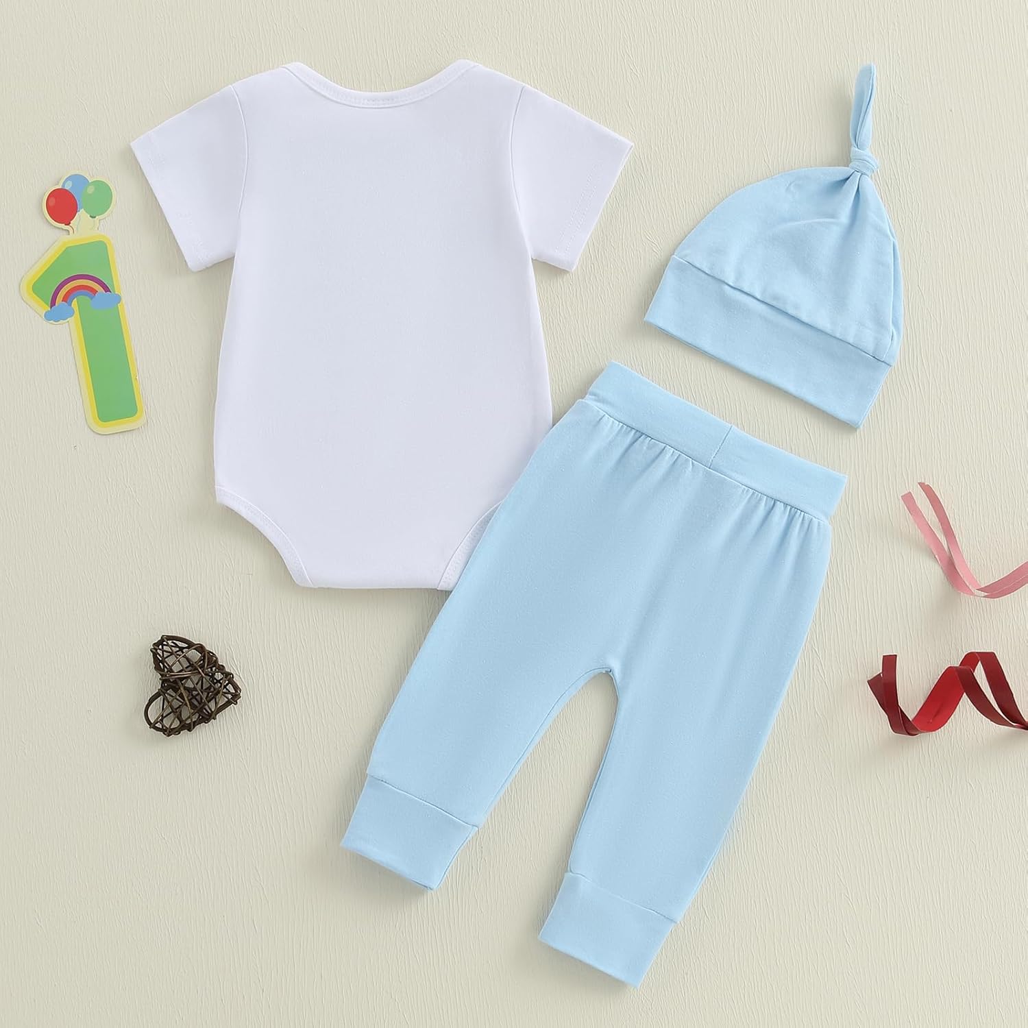 Happy Mothers DayFirst Mothers Day Set with Romper Pants hat for Infants