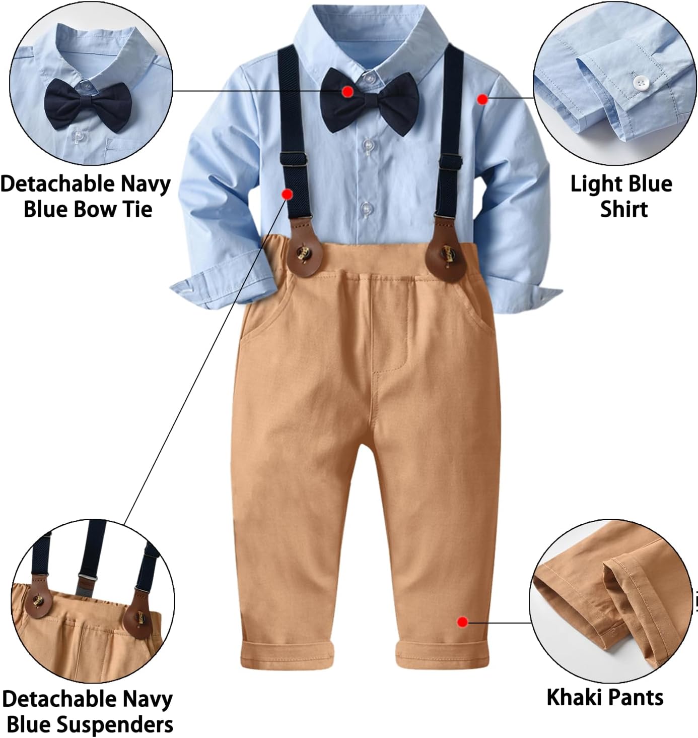 SANGTREE Boys Gentleman Long Sleeves Suit Set with Pocket