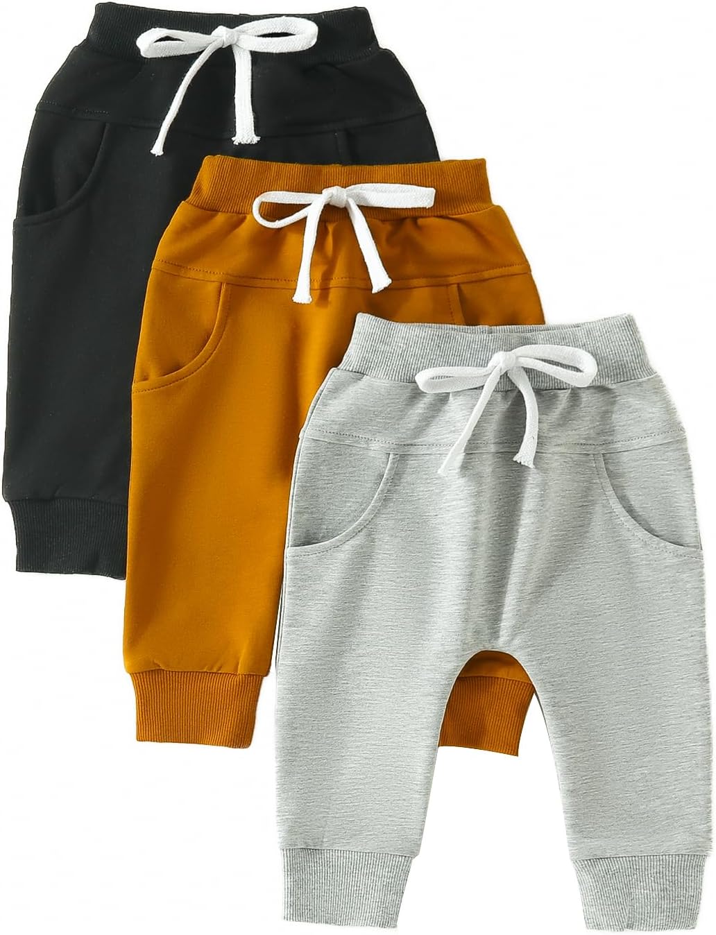 Covvoliy Toddler 3 Pack Solid Color Sweatpants