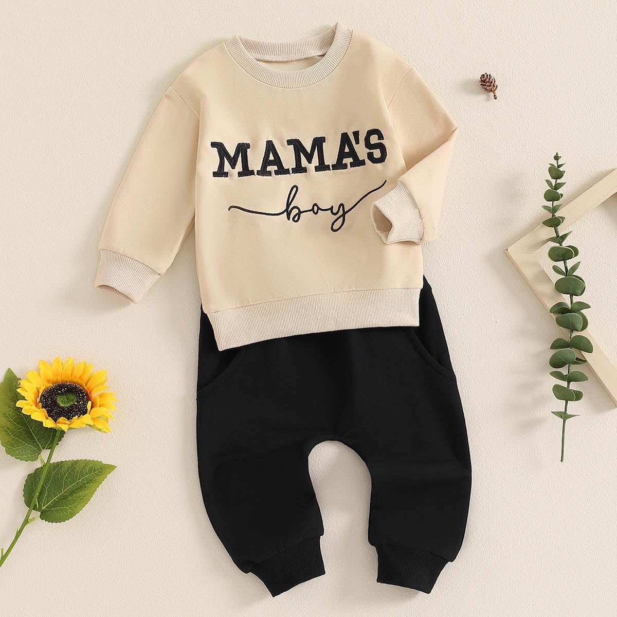TheFound Toddler Boys FallWinter Fashionable Rugby Print Outfit