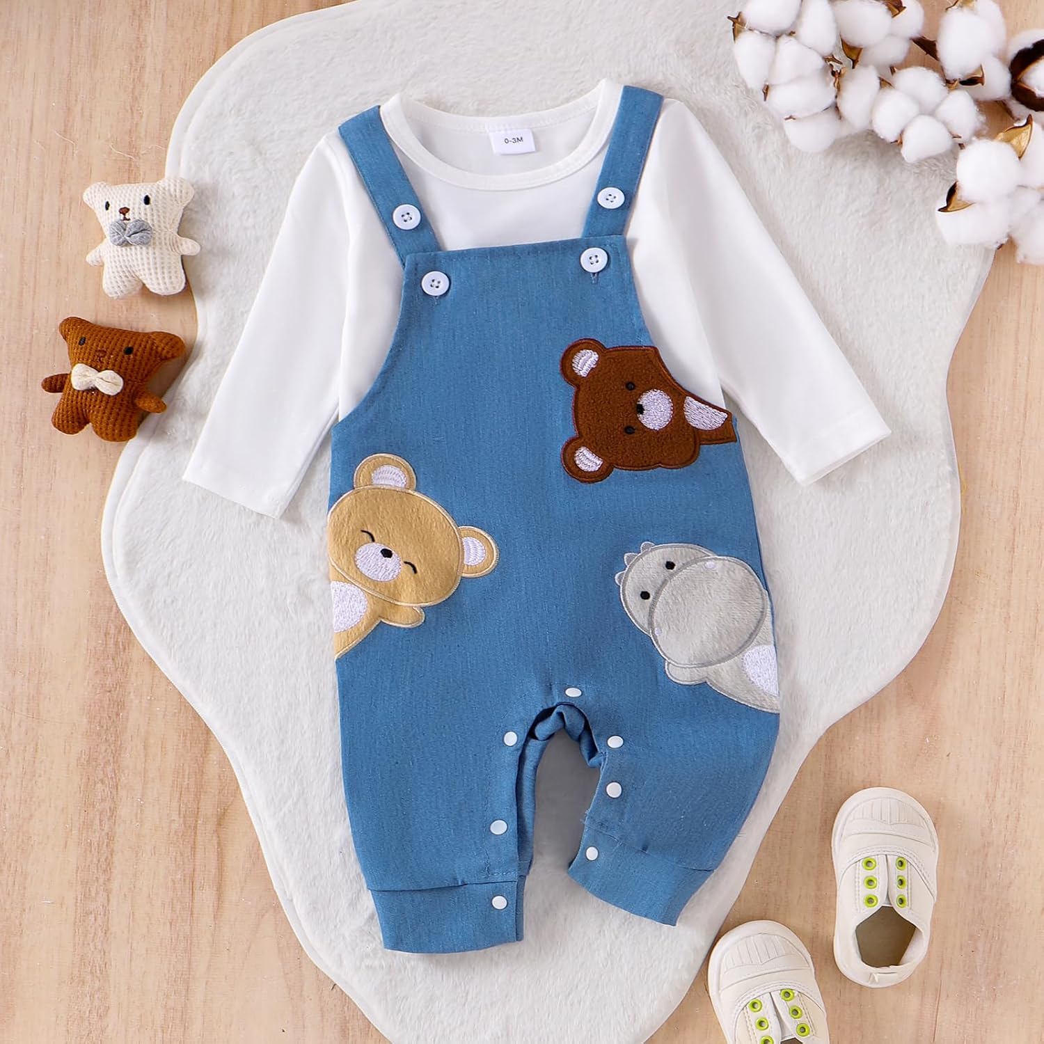 Preemie Bearpermit Child Outfit T-Shirt Pants Set with Soft Fabric
