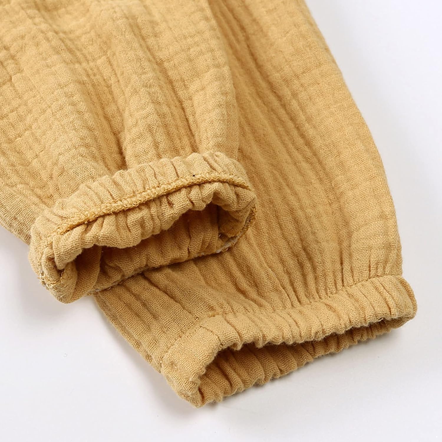 Plain Cotton Linen Elastic Waist Trousers