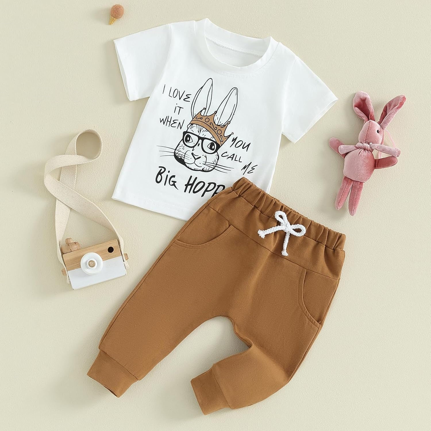 Springcmy 2-Piece Child Outfit Soft Stretchy Clothes for Boys
