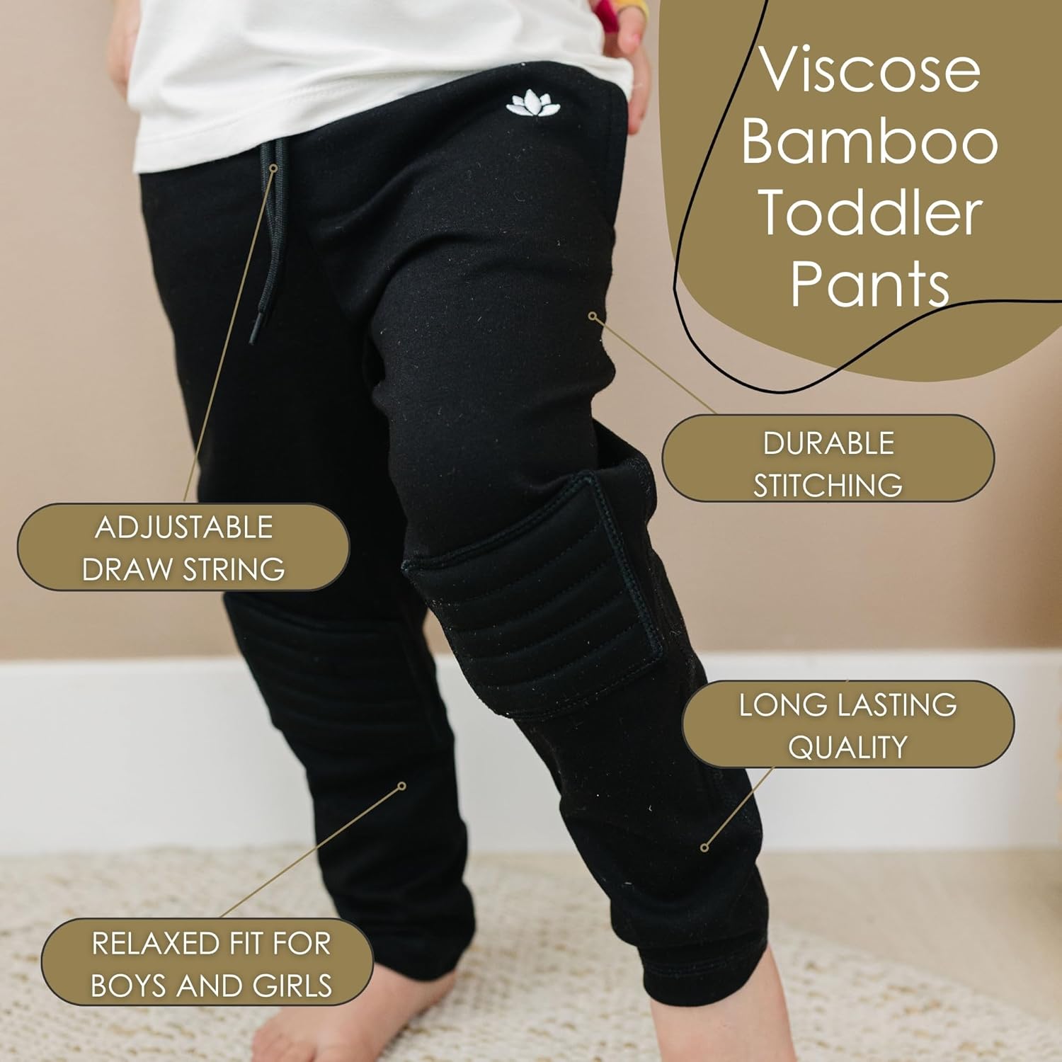Zenulove Viscose Baby Pants with Knee Pads for Boys Girls - 2T-5T