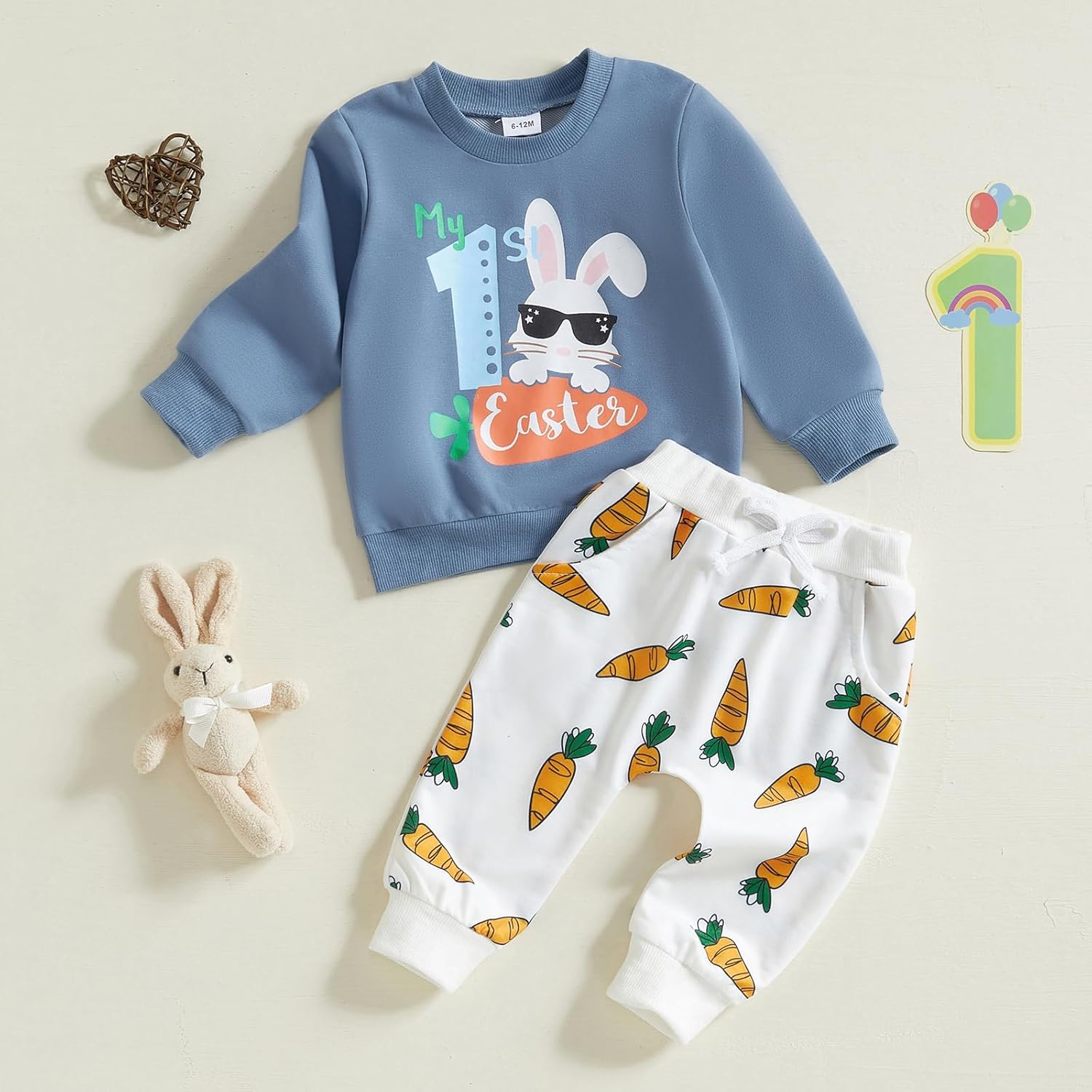 Aopwsrlyi My First Easter Baby Boy Outfit - Soft 95 Cotton 5 Polyester Set