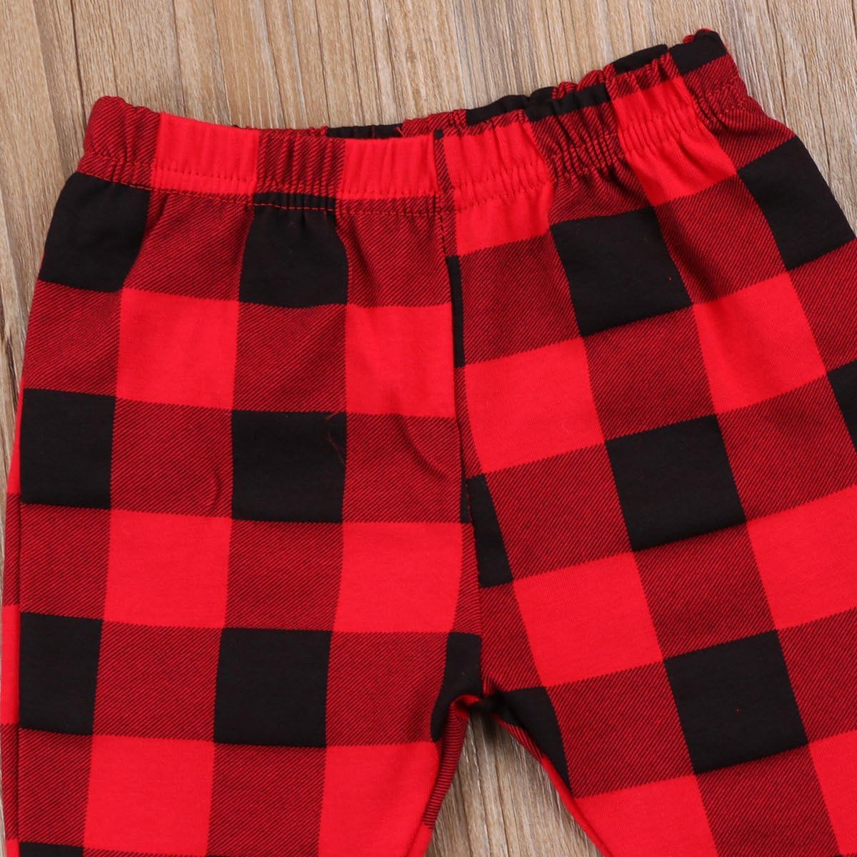 Andannby Toddler Red Black Cotton Plaid Check Pants Long comfy for boys