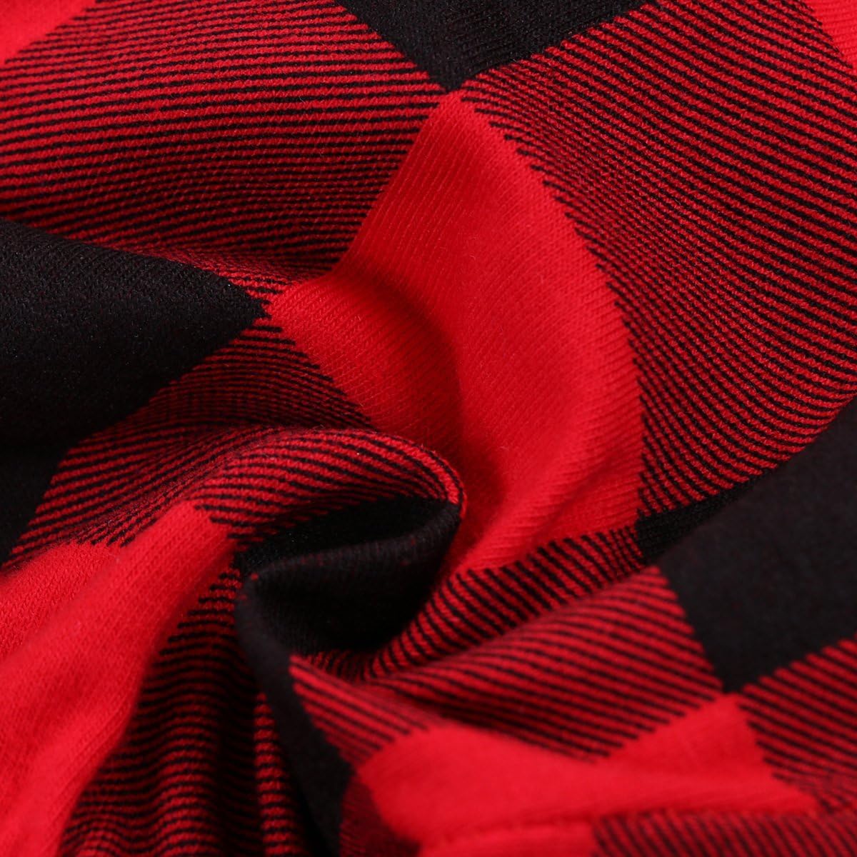 Andannby Toddler Red Black Cotton Plaid Check Pants Long comfy for boys