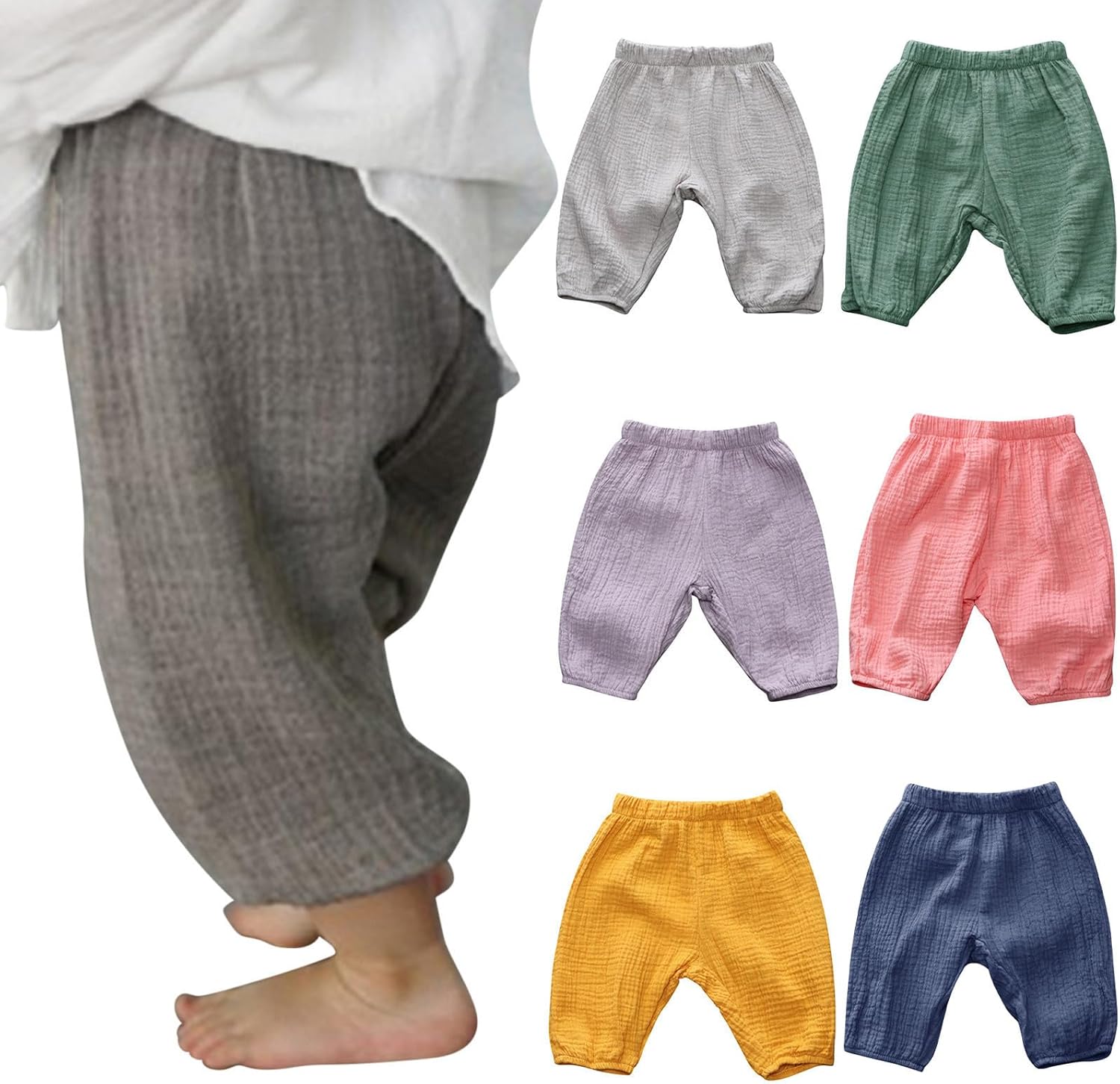 Elastic Waist Gingham Cargo Pants for Toddlers