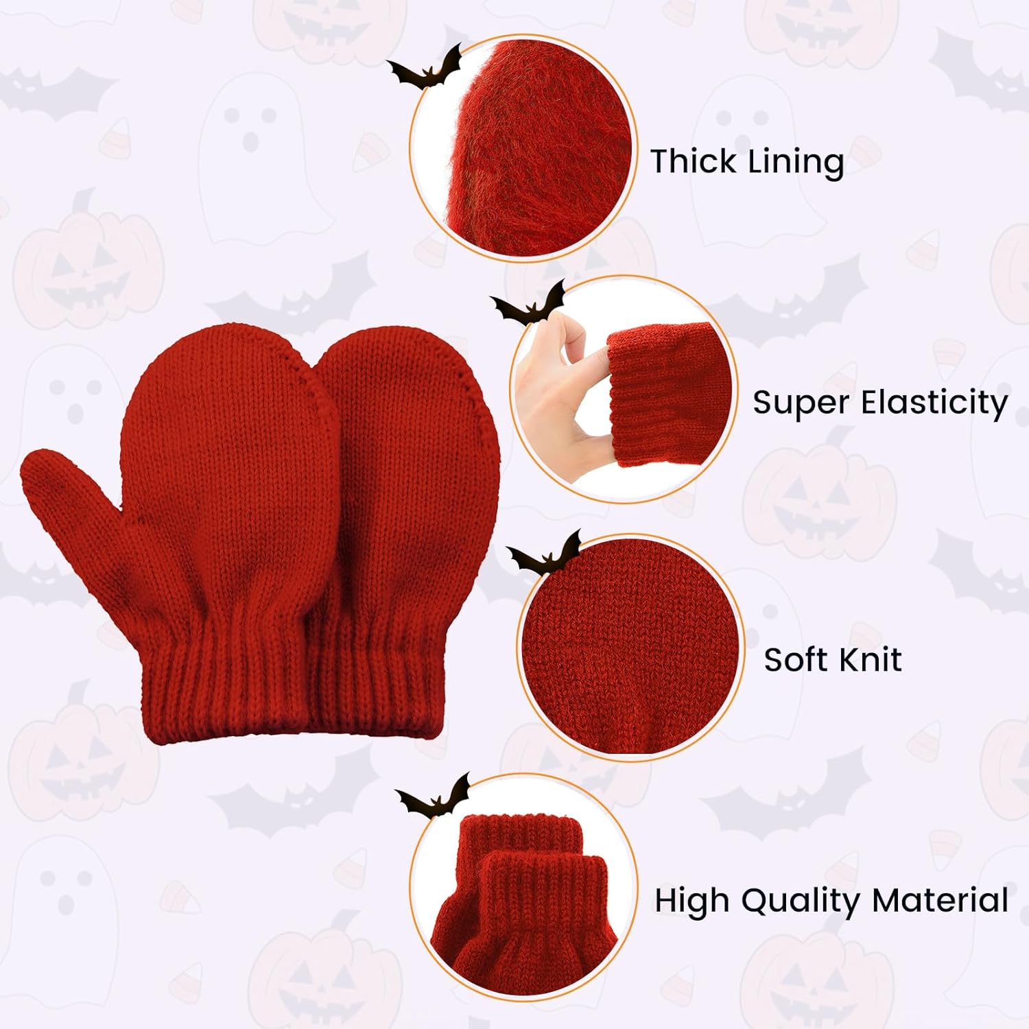 American Trends Toddler Mittens Kids Soft Warm Knit Gloves