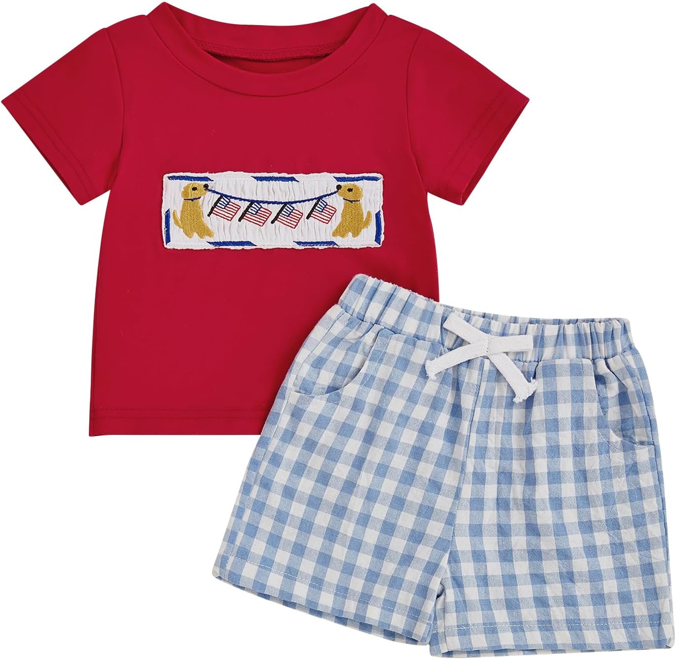 SHUING American Flag Patriotic Baby Set - Toddler Tween 4th of July Outfit