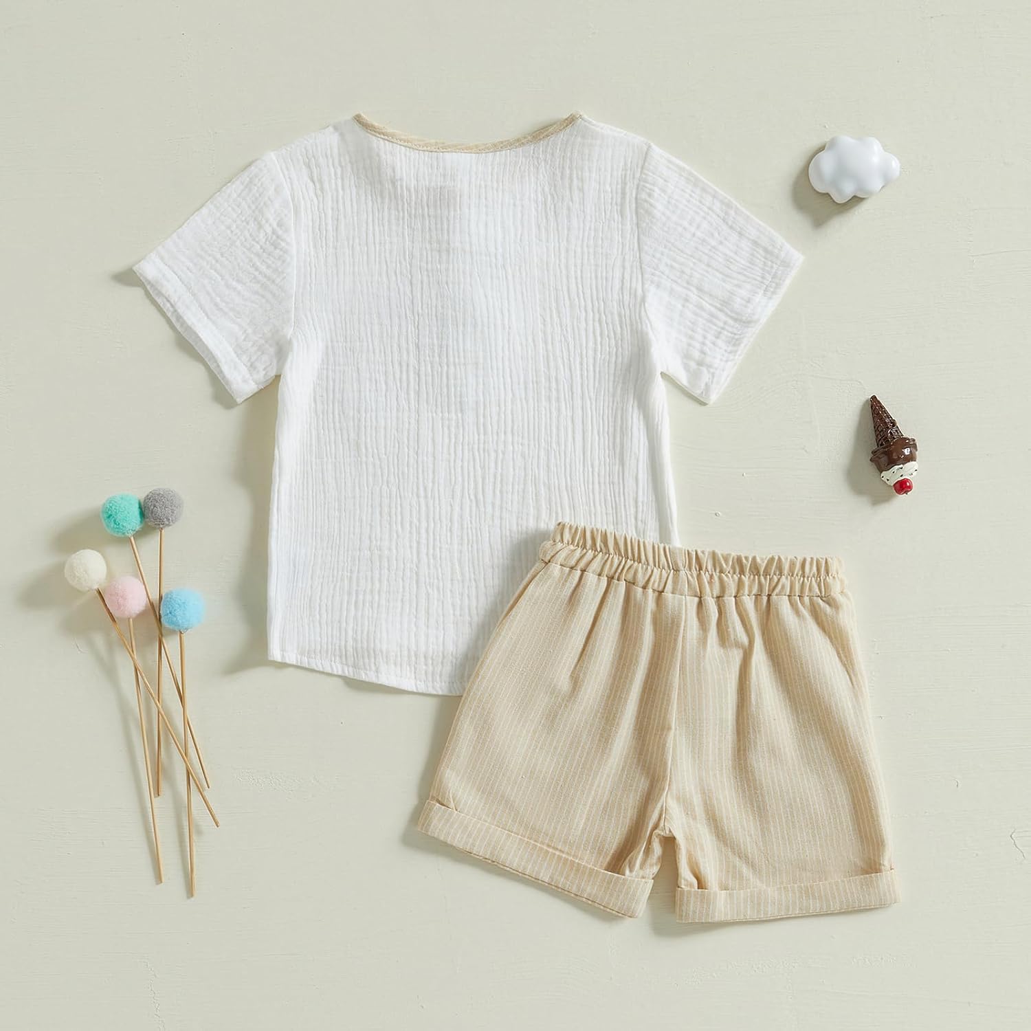 Cotton Linen Toddler Boys Summer Outfit