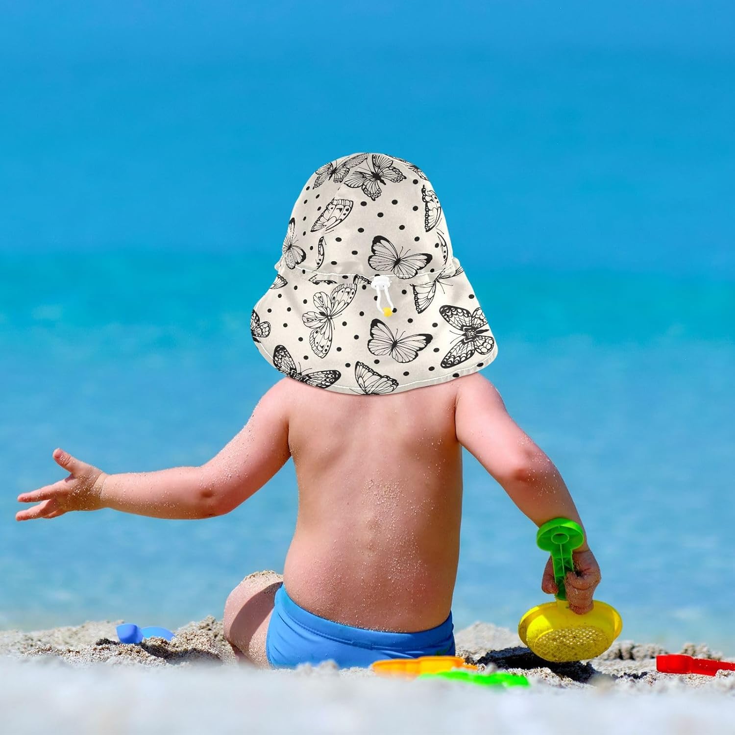 KLL Elegant Polka Dot Butterflies Toddler Beach Sun Hat