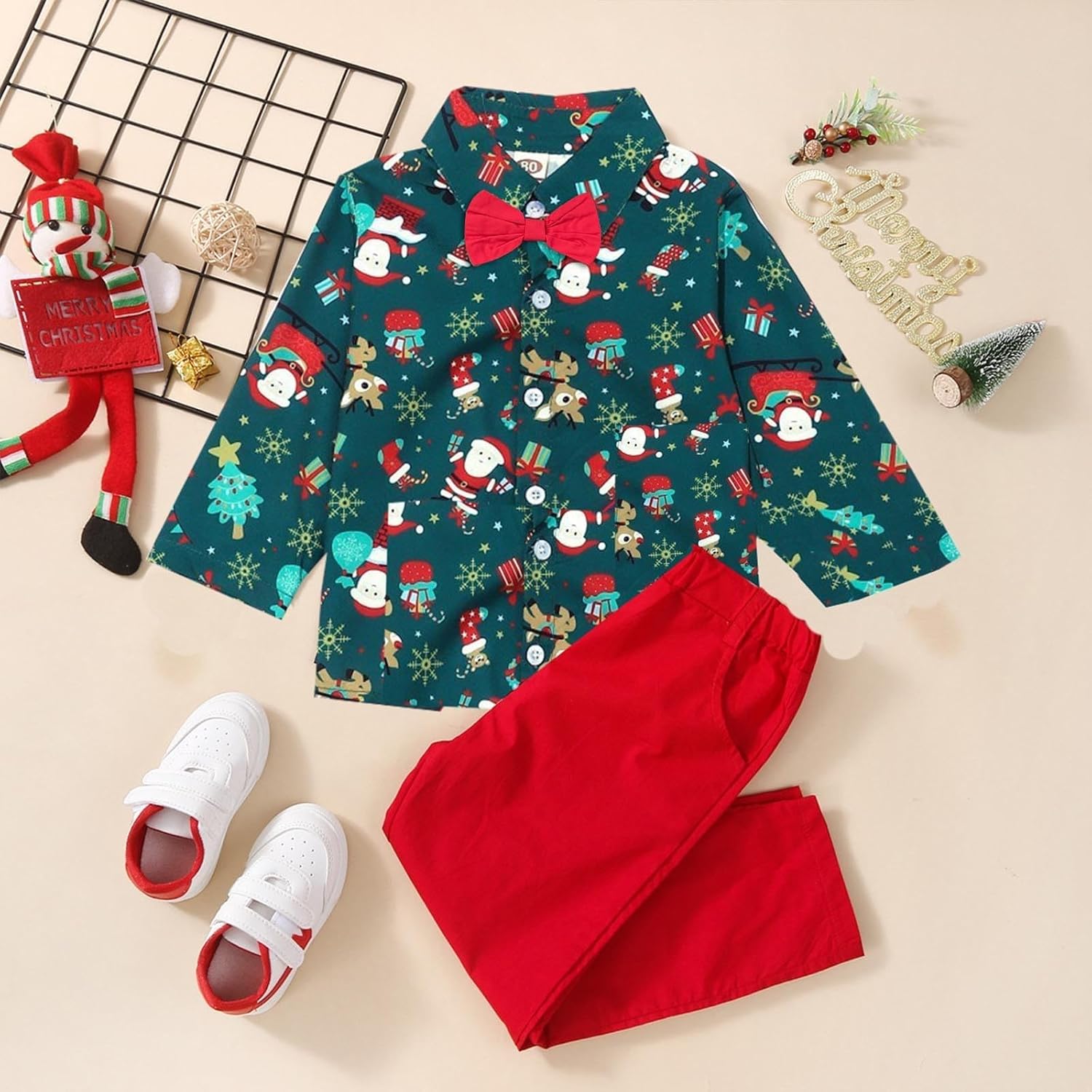 Patchwork Baby Outfit Autumn Christmas
