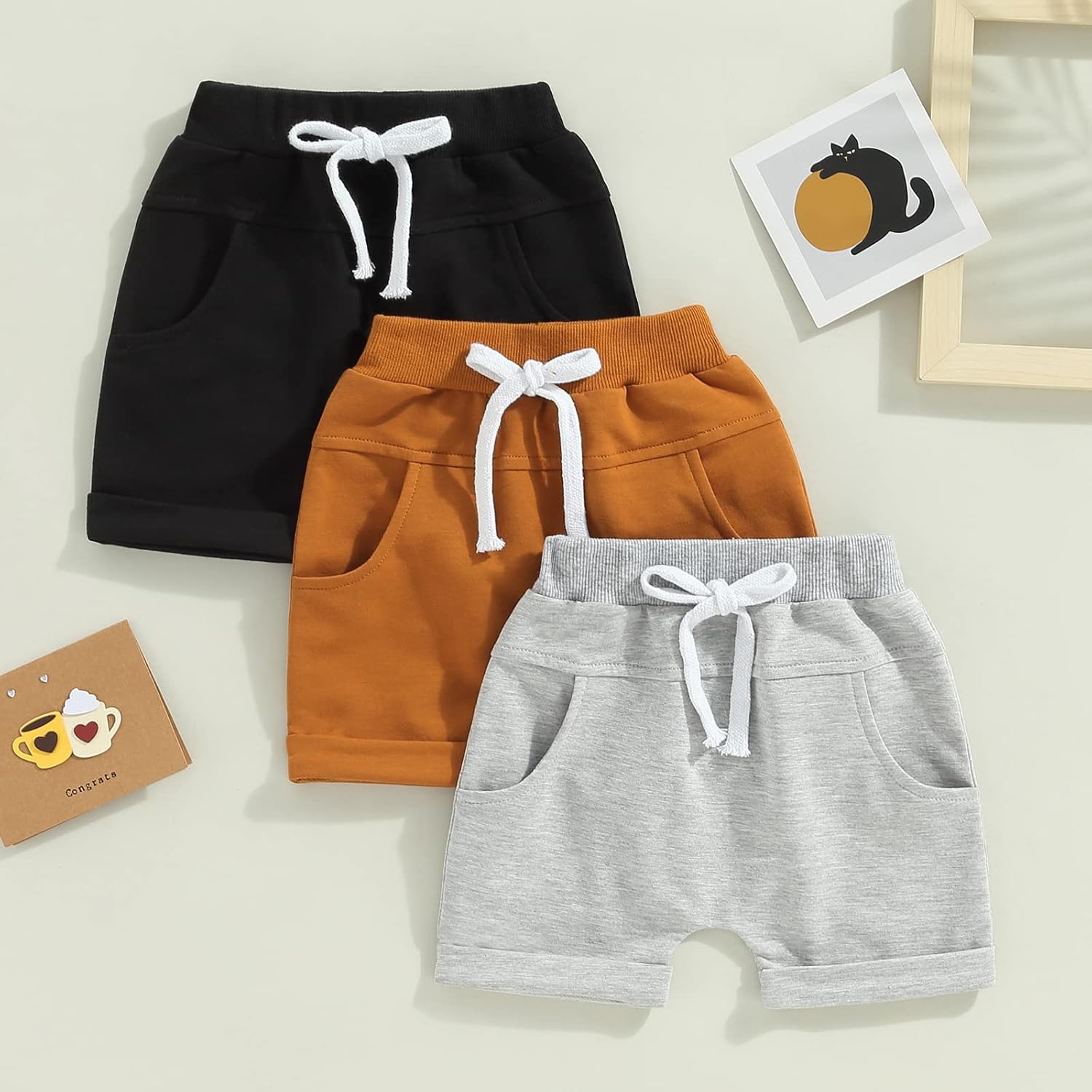 3-Piece Set for Boys Cute Summer Beach Shorts