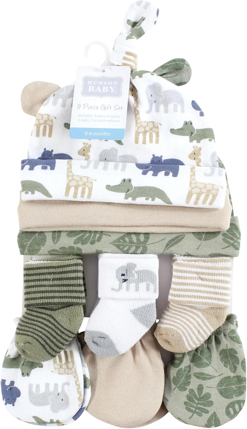 Hudson Baby Unisex Caps Mittens Socks Set 0-6 Months