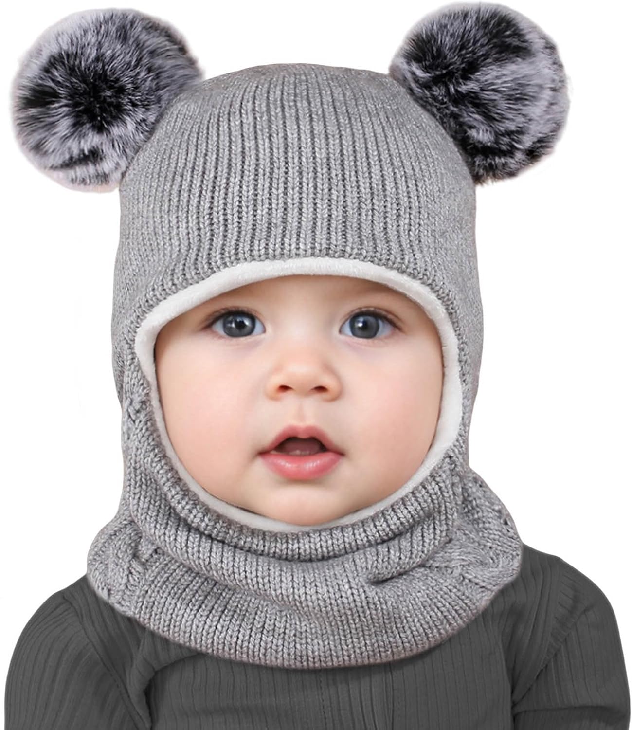 Adjustable Toddler Winter Hat with Scarf Boys Girls Gift for combo