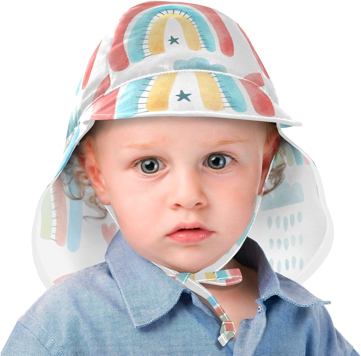 Rainbow Boho Design Sun Hat for Kids UPF 50