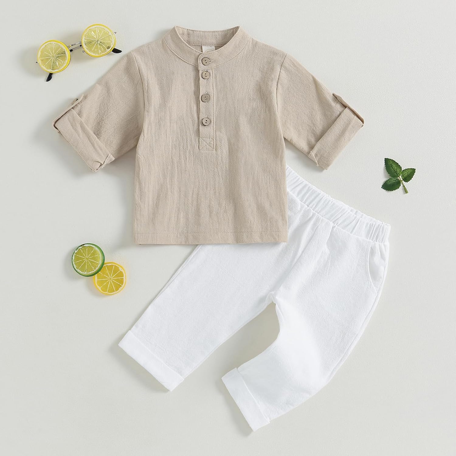 Cotton Linen Toddler Shirts Set