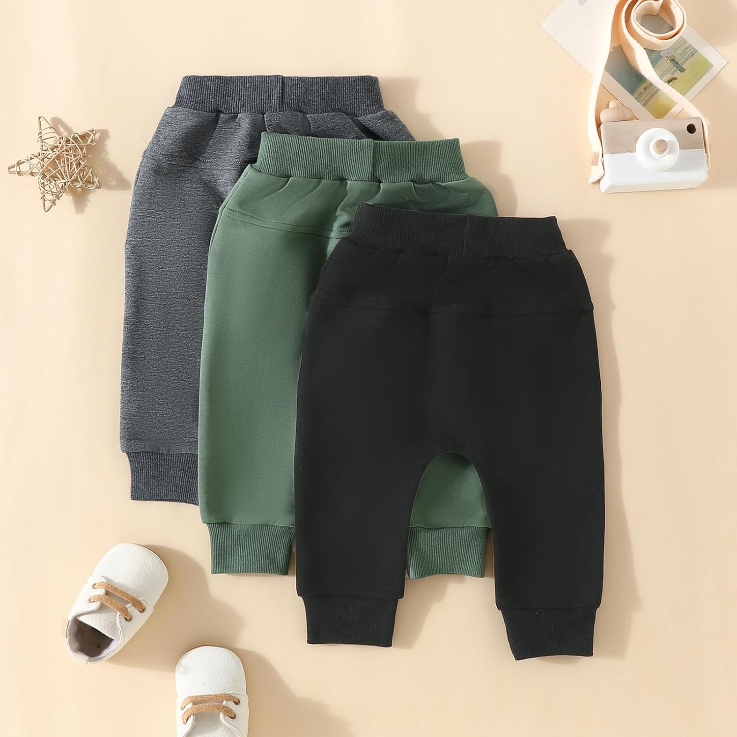 3 Pack Baby Boys Cotton Jogger Pants Spring Fall Winter