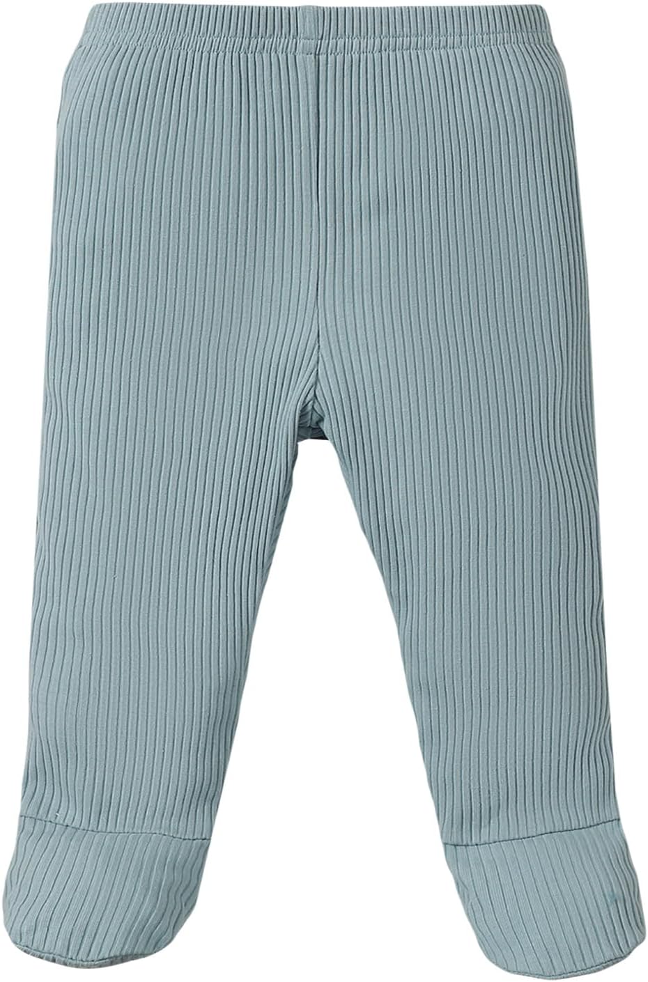 SOBOWO Newborn Footed Pants 3-Pack Solid Ribbed