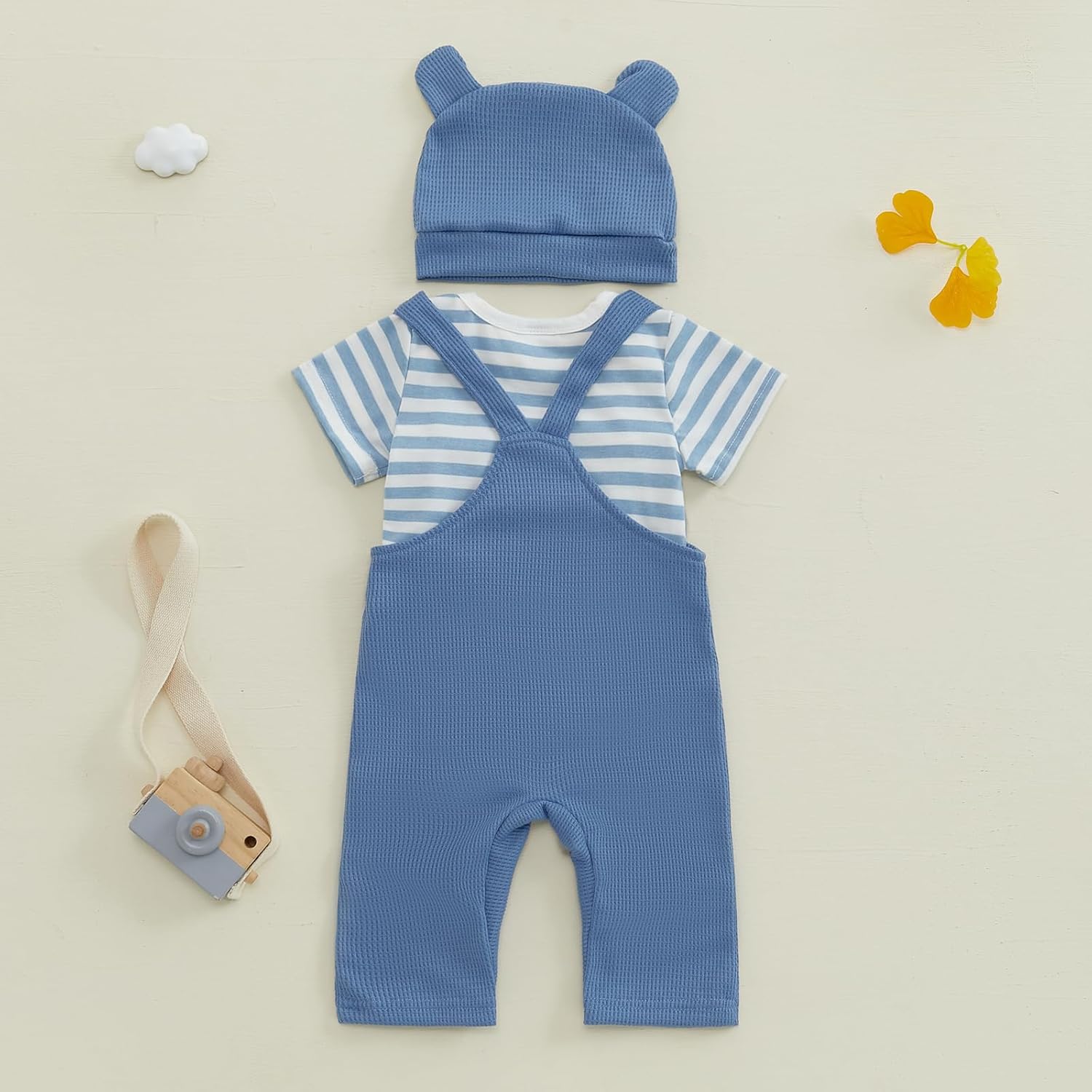 Adorable Baby Boy Toddler Romper Pants Set with Elephant Embroidery