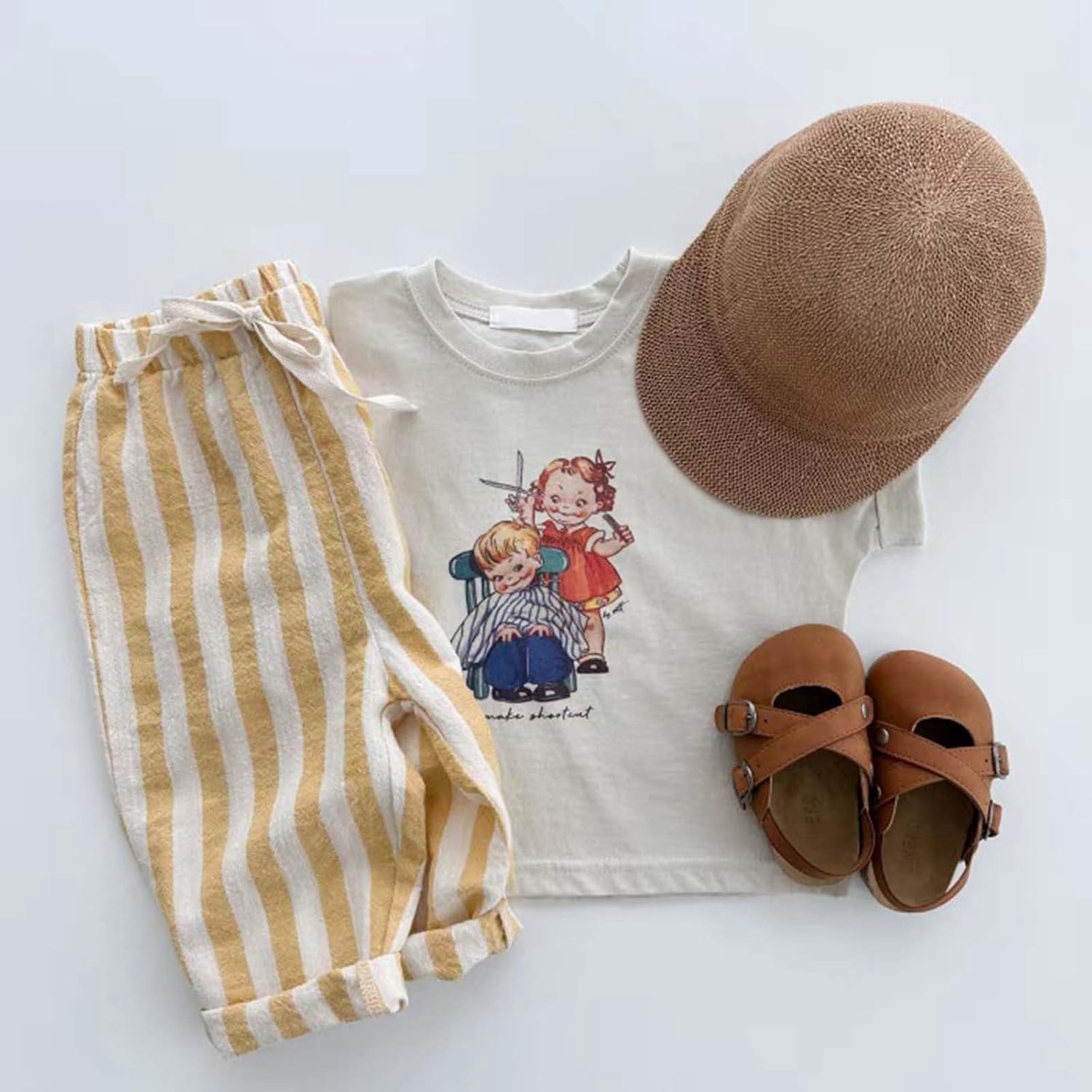 Kids Striped Linen Harem Pants Elastic Waist