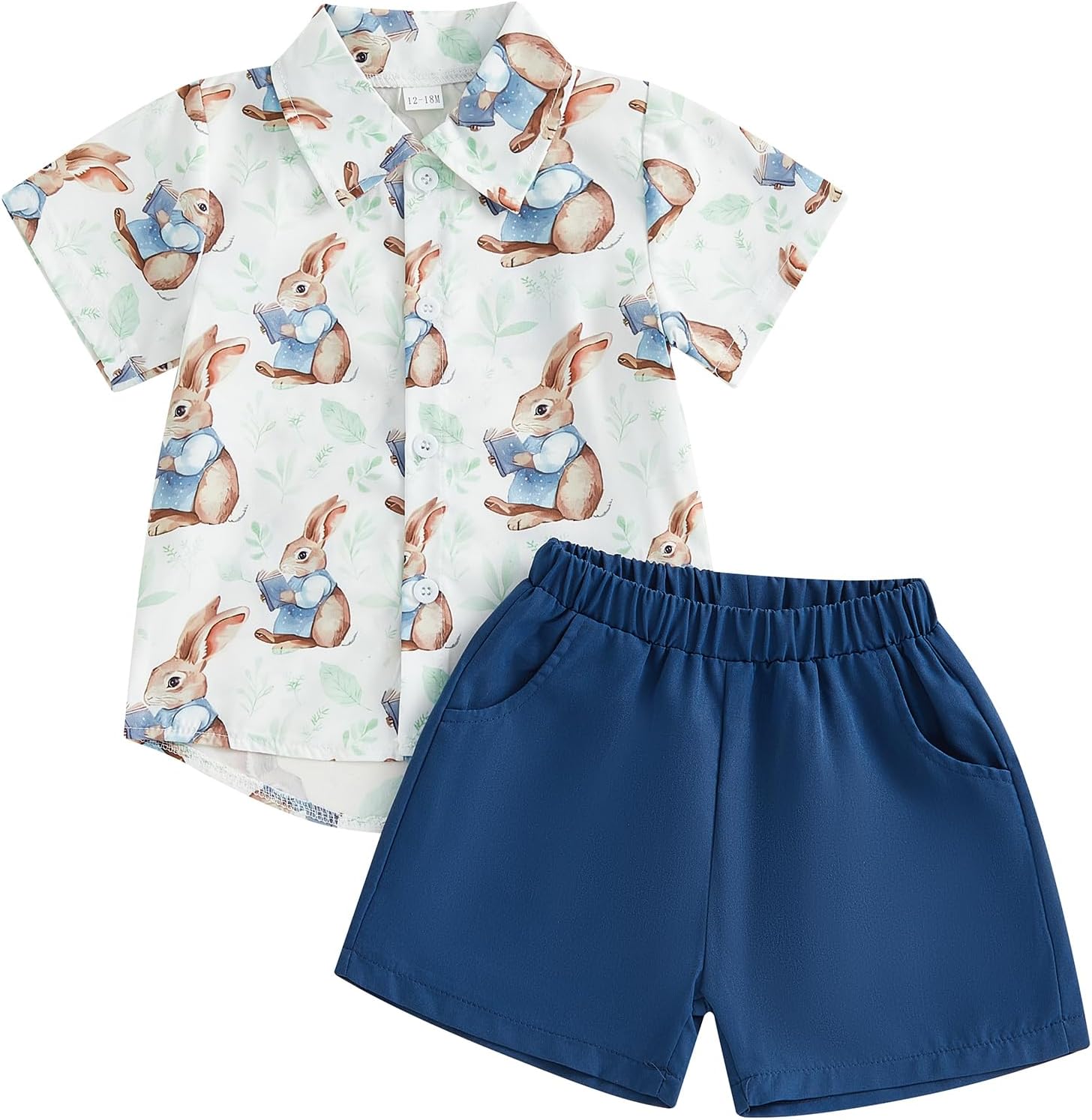 Easter Outfit Toddler Boy Button Down Shirt Shorts Set