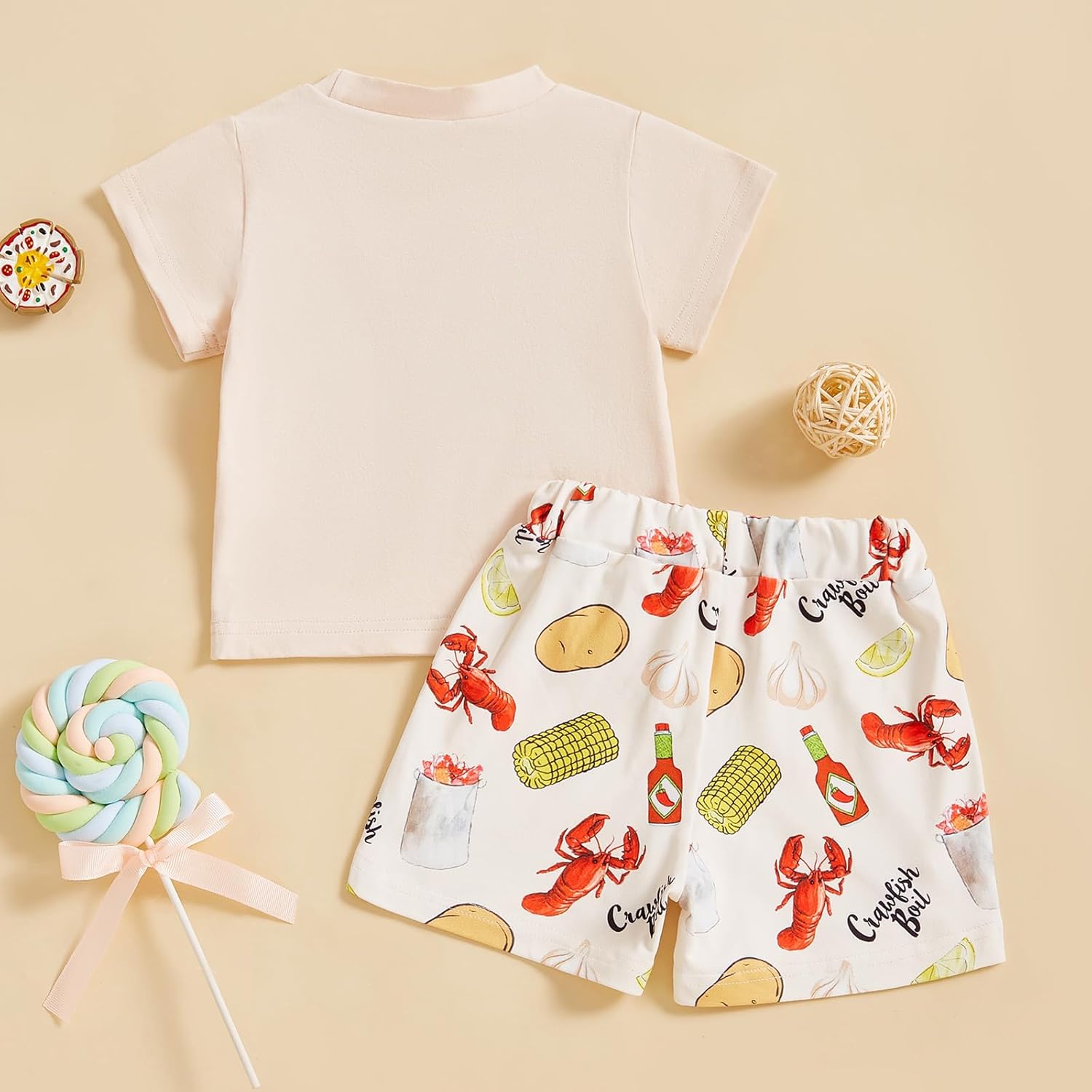 Motlapol Toddler Boy Crawfish Print 2-Piece Set
