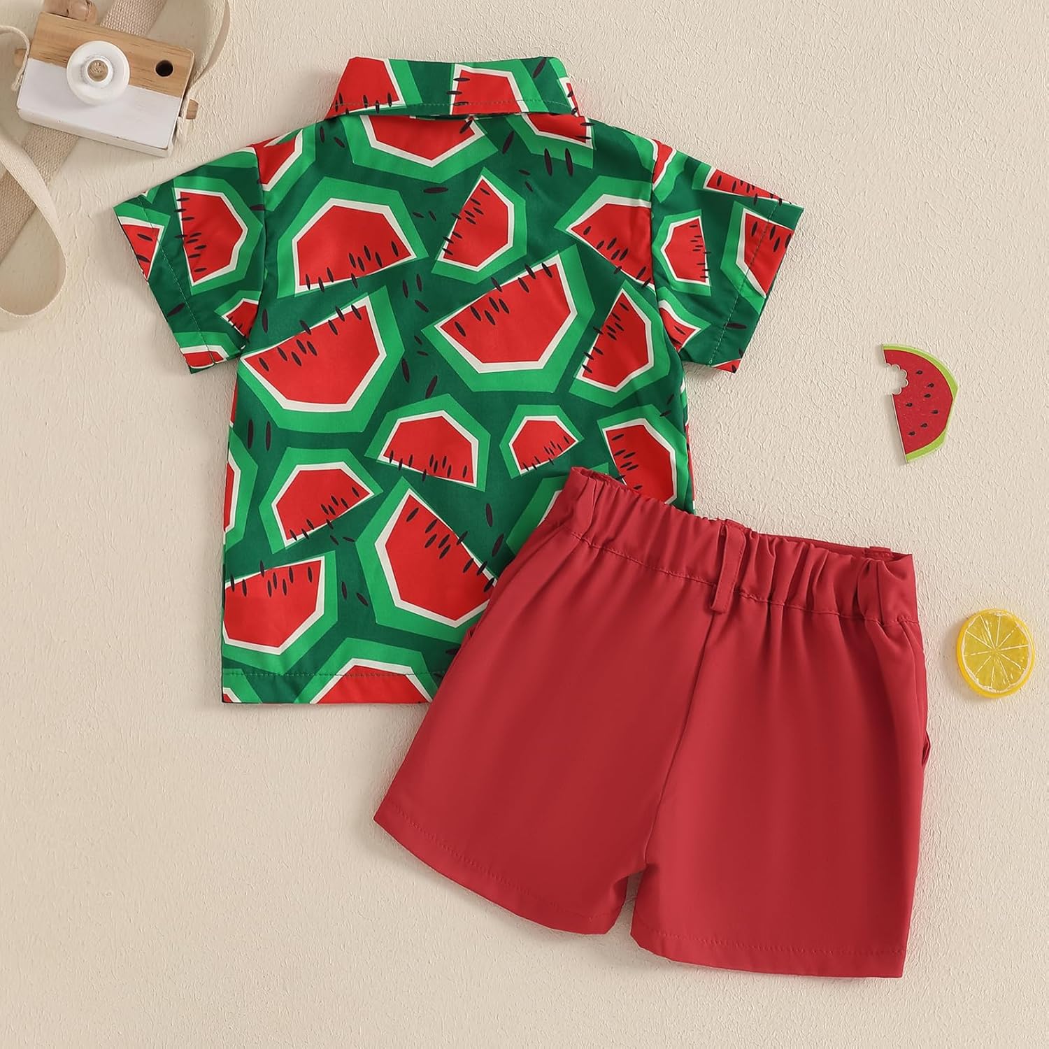 Relaxed Toddler Boys Outfit with Watermelon Print Set
