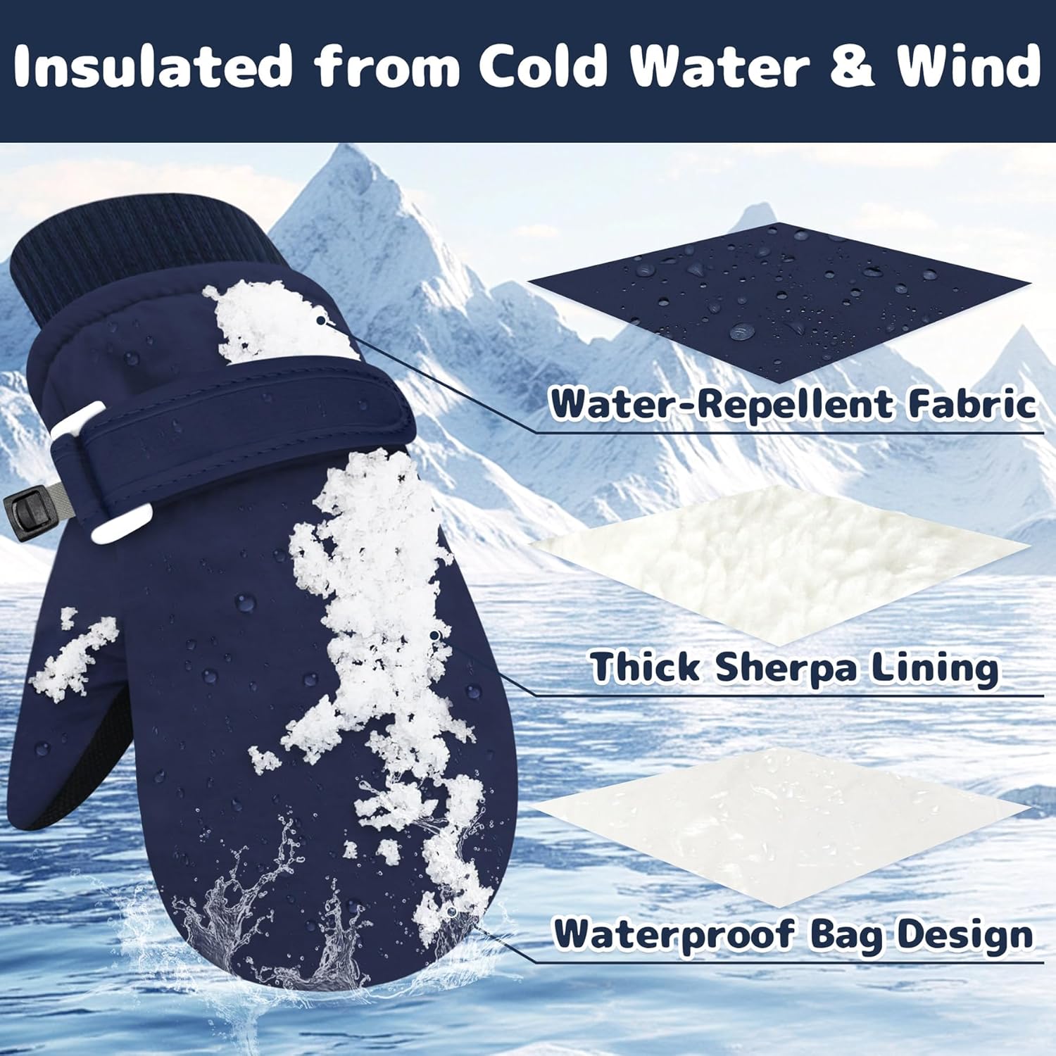 Olreco Warm Waterproof Toddler Snow Gloves