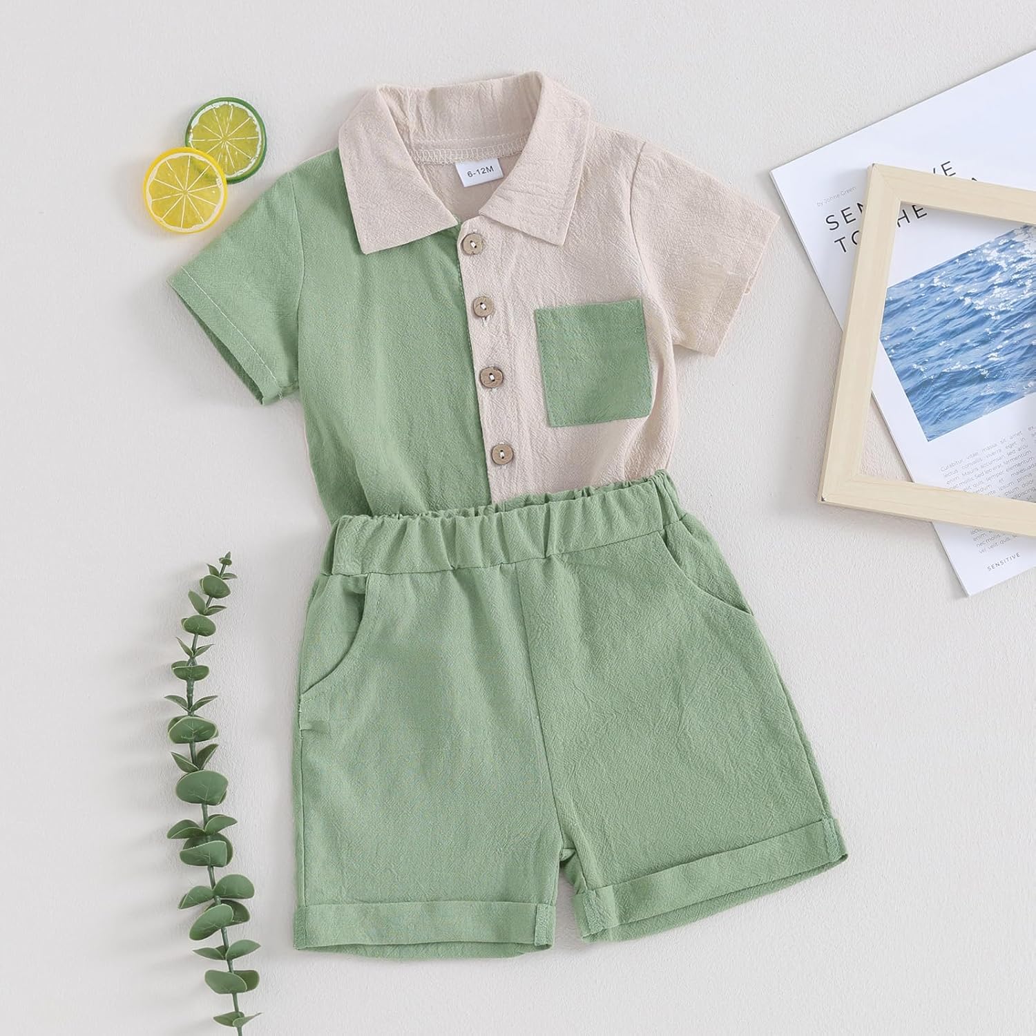 FOMOYUU Toddler Boys Button Down Summer Set