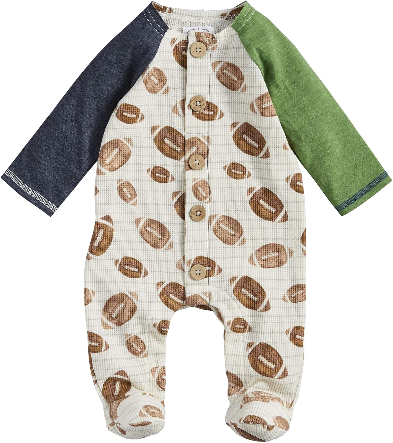 Mud Pie Baby Boys Oatmeal Football Sleepy